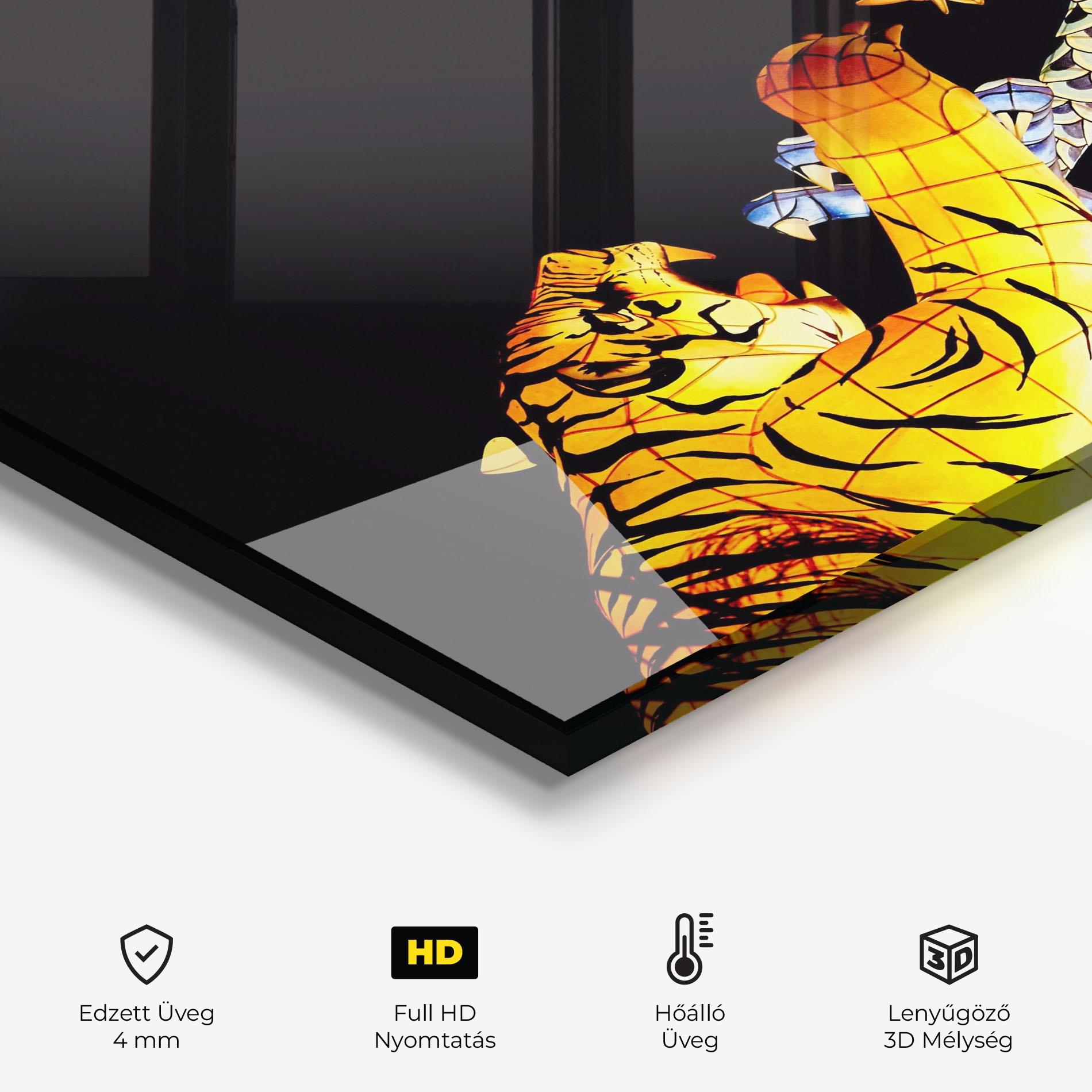 Konyhai üveg hátfal Chinese Dragon And Tiger mockup 2