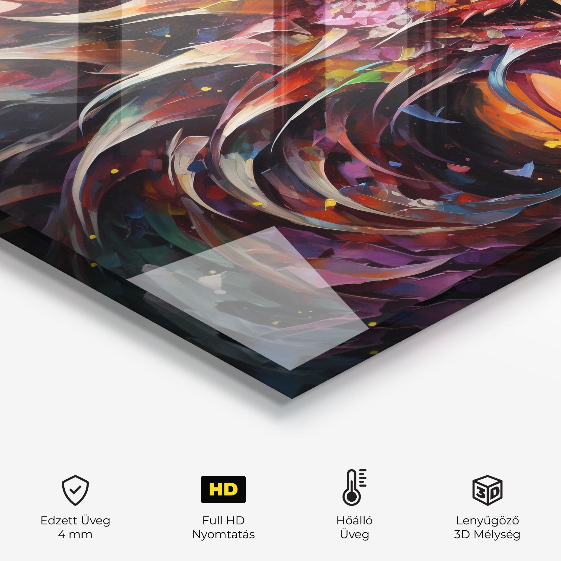 Konyhai üveg hátfal Colorful Dragon Painting mockup 2