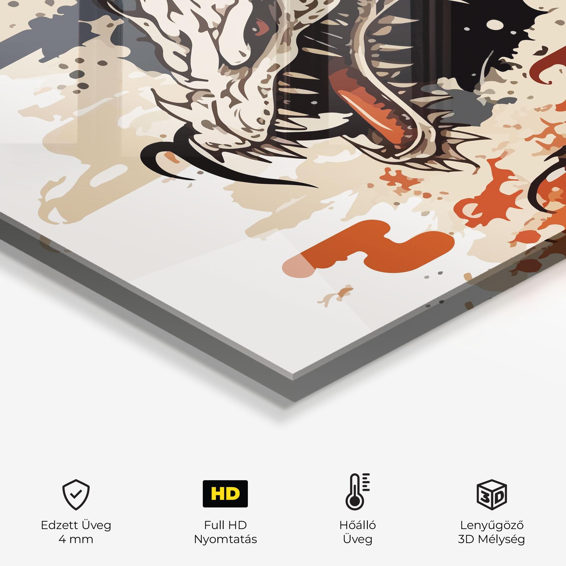 Konyhai üveg hátfal Cream Dragon Art mockup 2