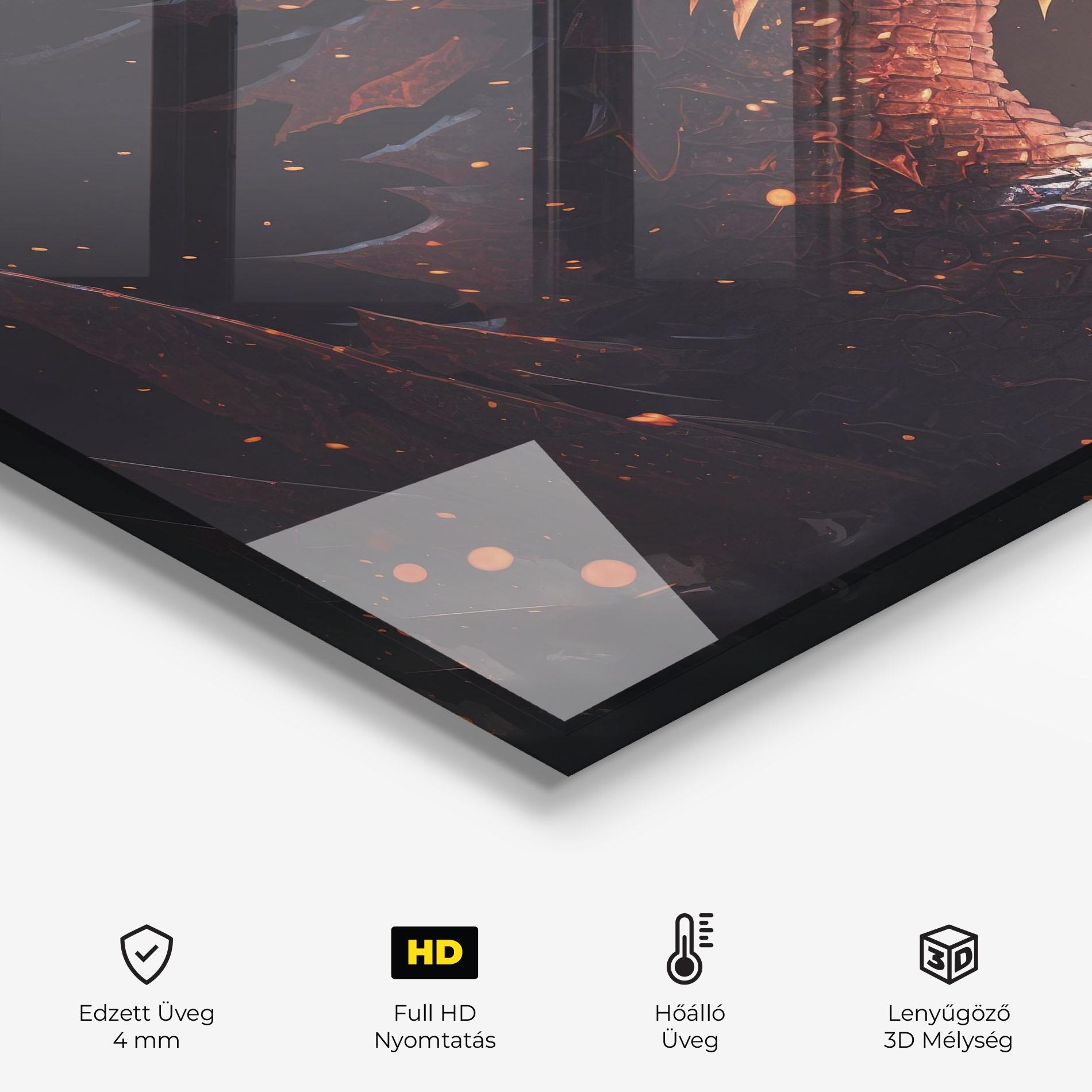 Konyhai üveg hátfal Fire Explosion Dragon mockup 2