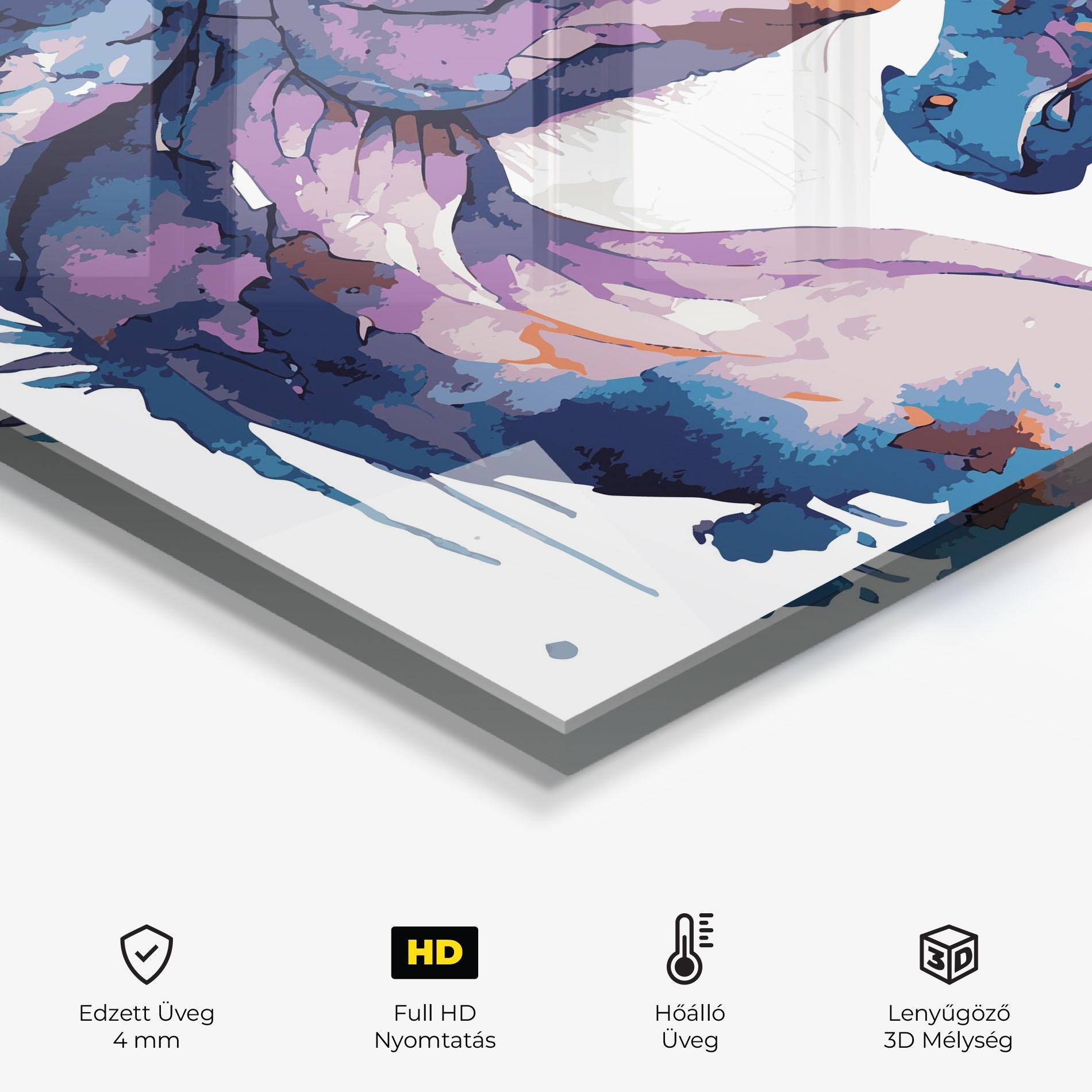 Konyhai üveg hátfal Purple Cute Dragon mockup 2