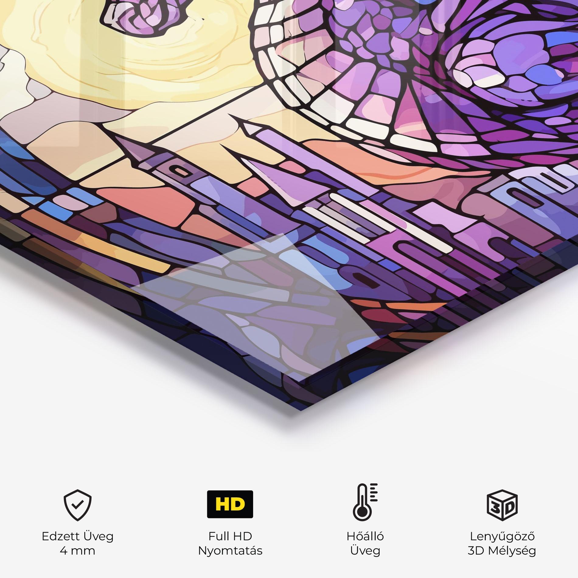 Konyhai üveg hátfal Purple Pretty Dragon mockup 2