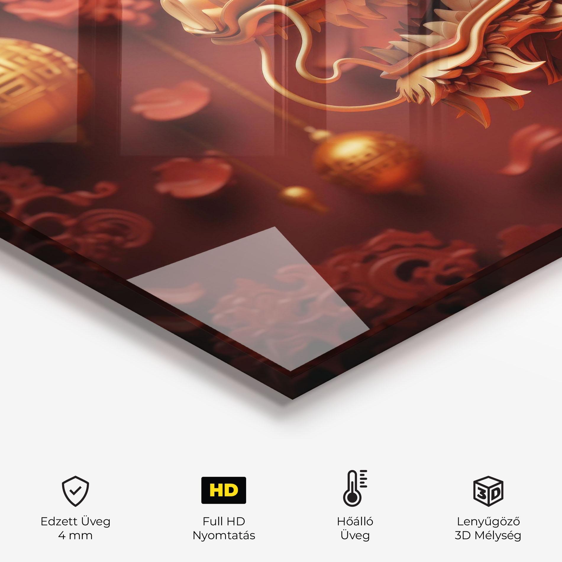 Konyhai üveg hátfal Red Chinese mockup 2