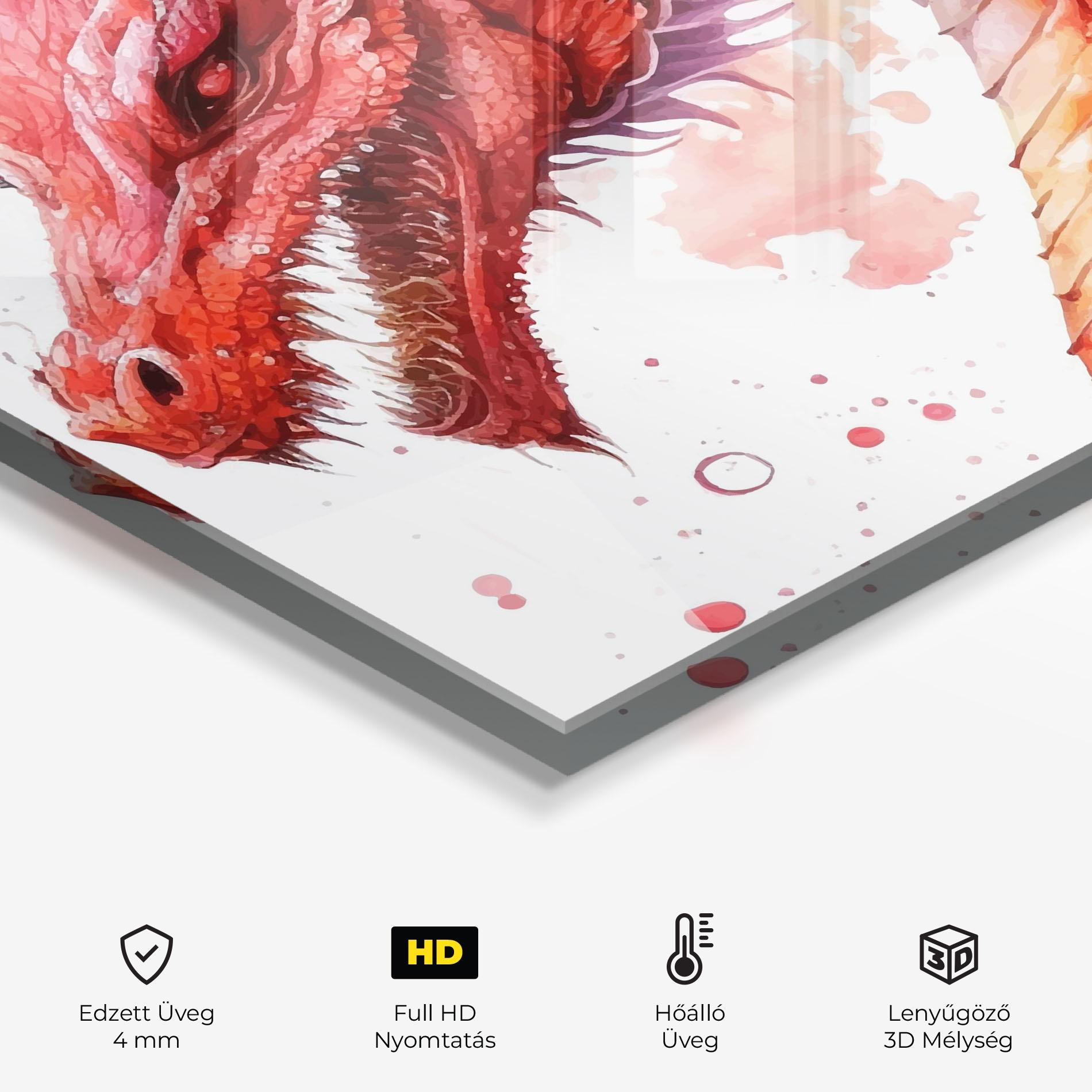Konyhai üveg hátfal Red Dragon Art mockup 2