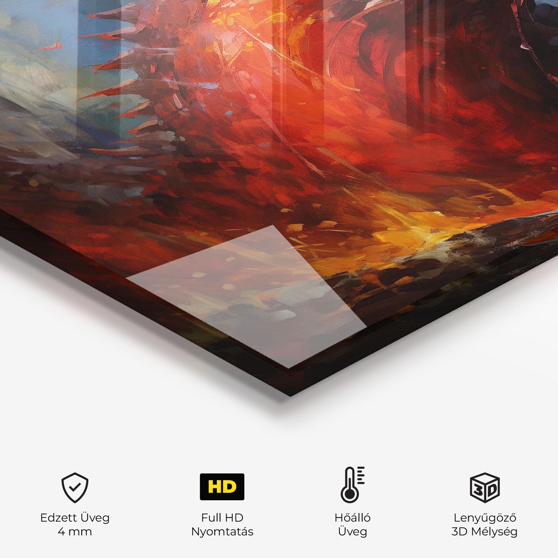 Konyhai üveg hátfal Red Dragon Painting mockup 2