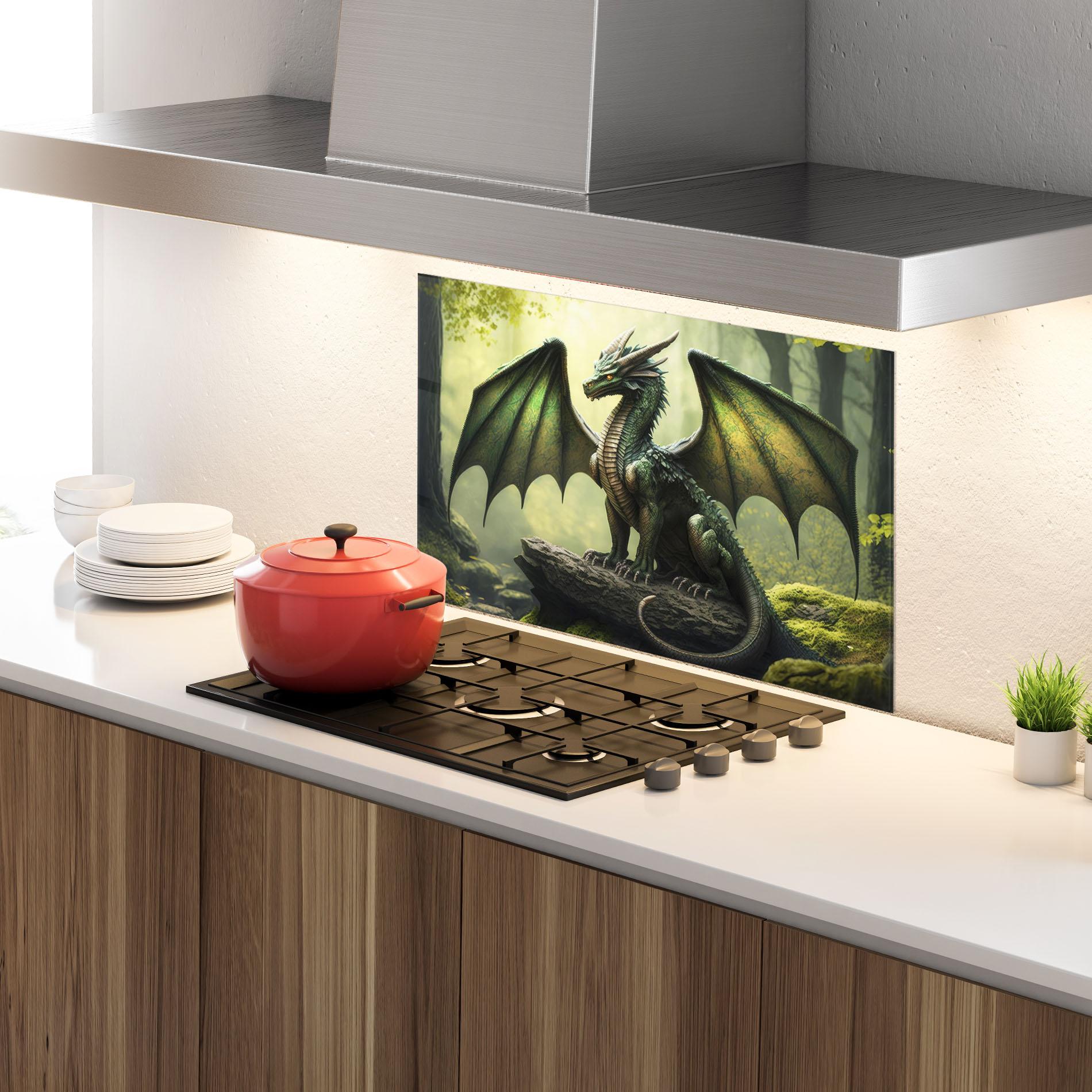 Konyhai üveg hátfal Green Dragon mockup 4