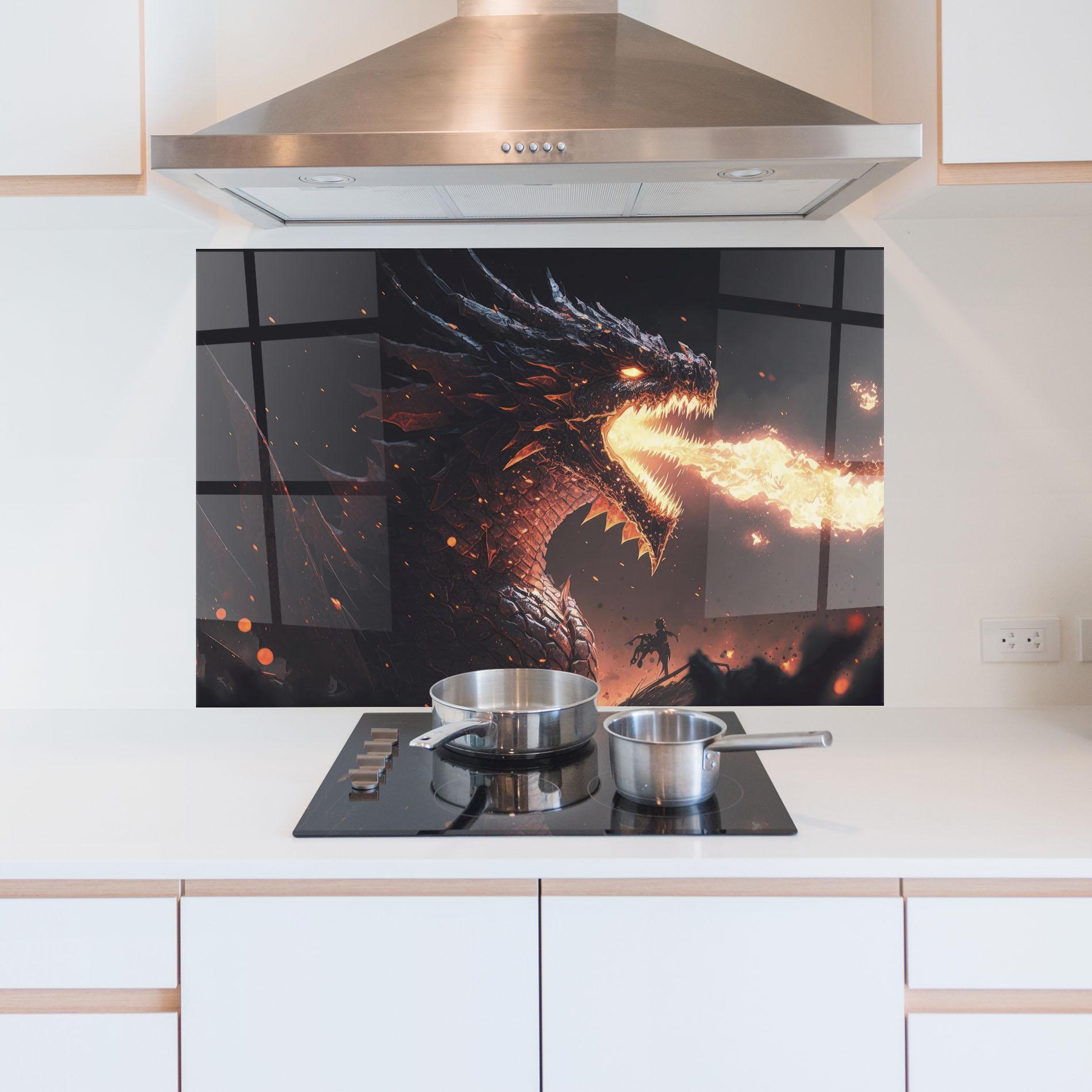 Konyhai üveg hátfal Fire Explosion Dragon mockup 5