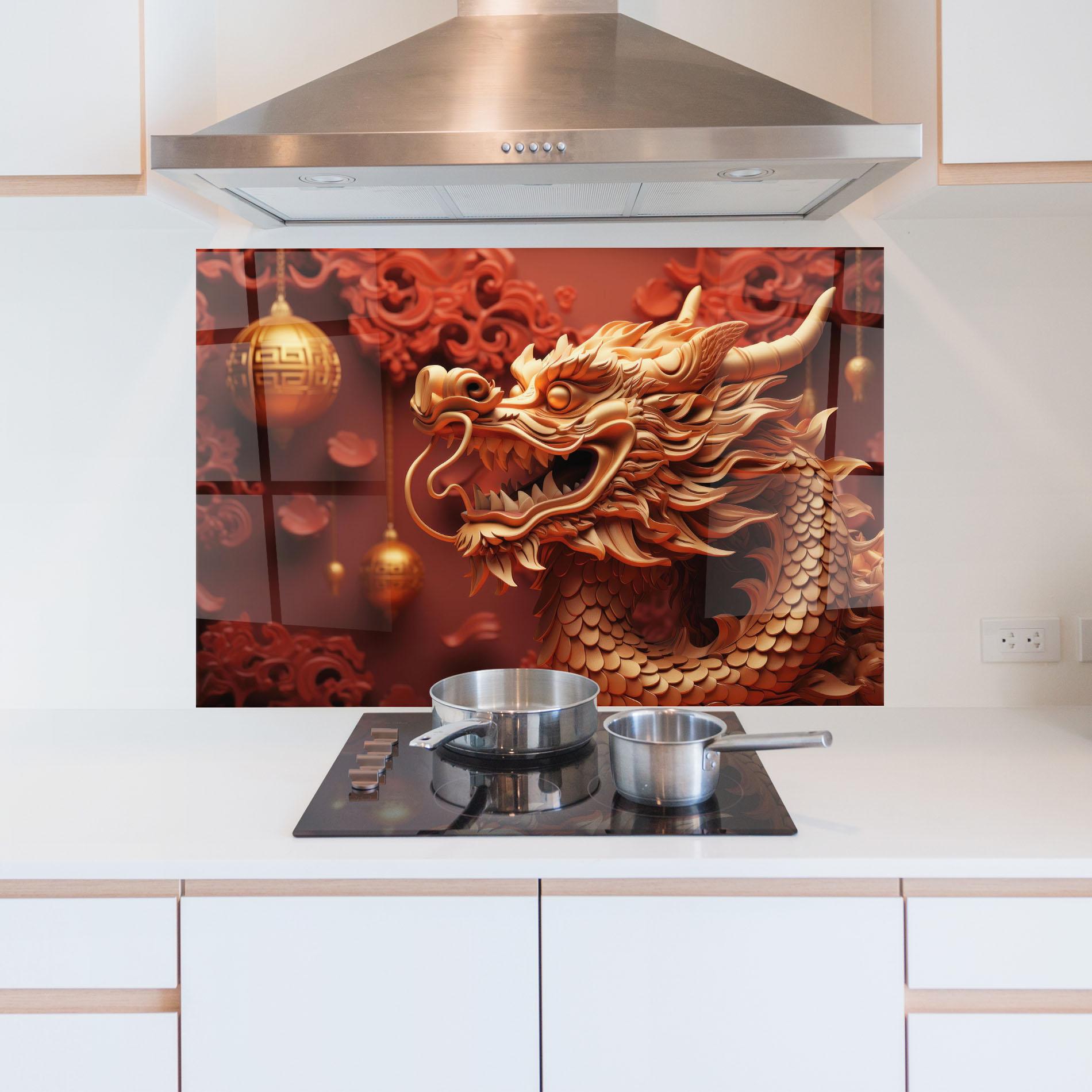 Konyhai üveg hátfal Red Chinese mockup 5