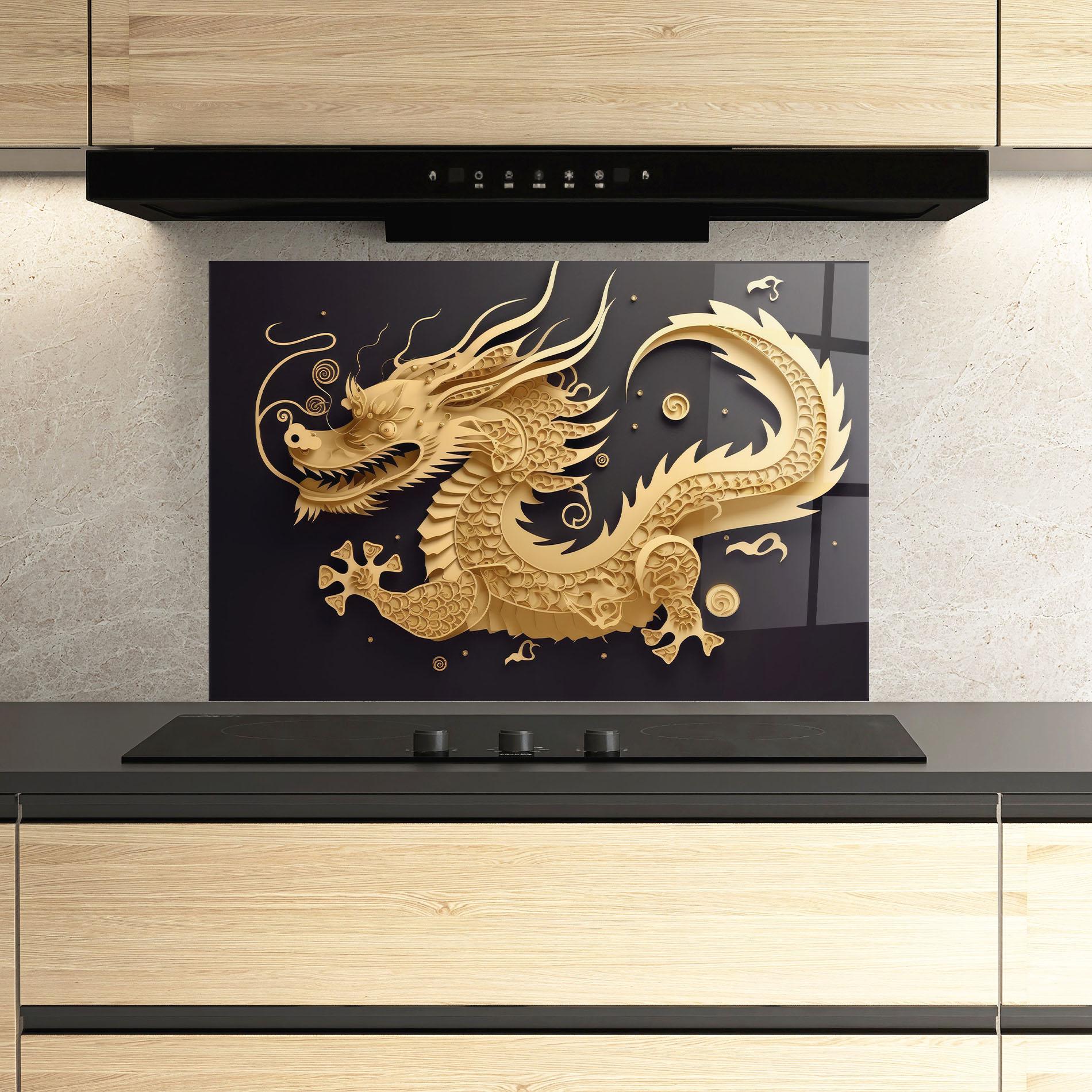 Konyhai üveg hátfal Dragon Zodiac Sign mockup 3