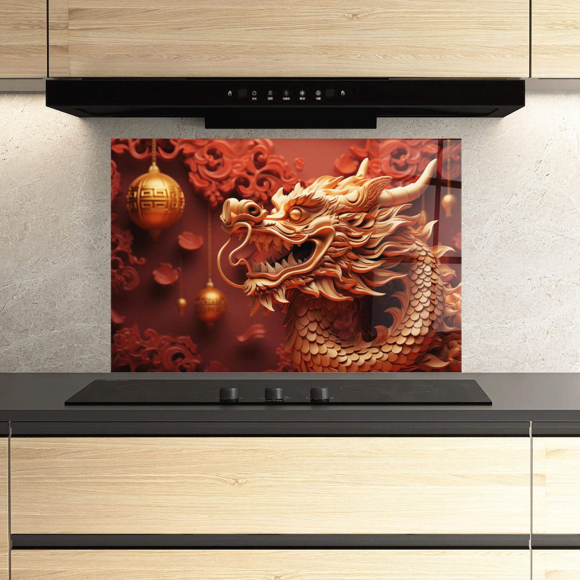 Konyhai üveg hátfal Red Chinese mockup 3
