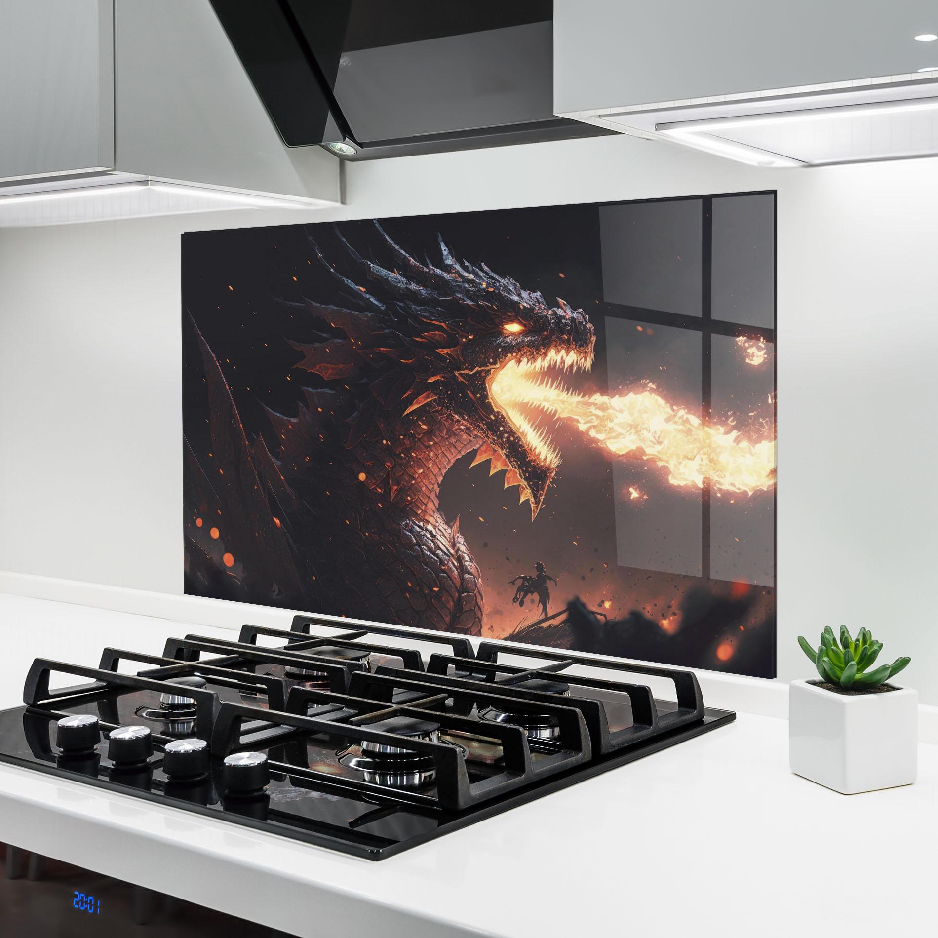 Konyhai üveg hátfal Fire Explosion Dragon mockup 6
