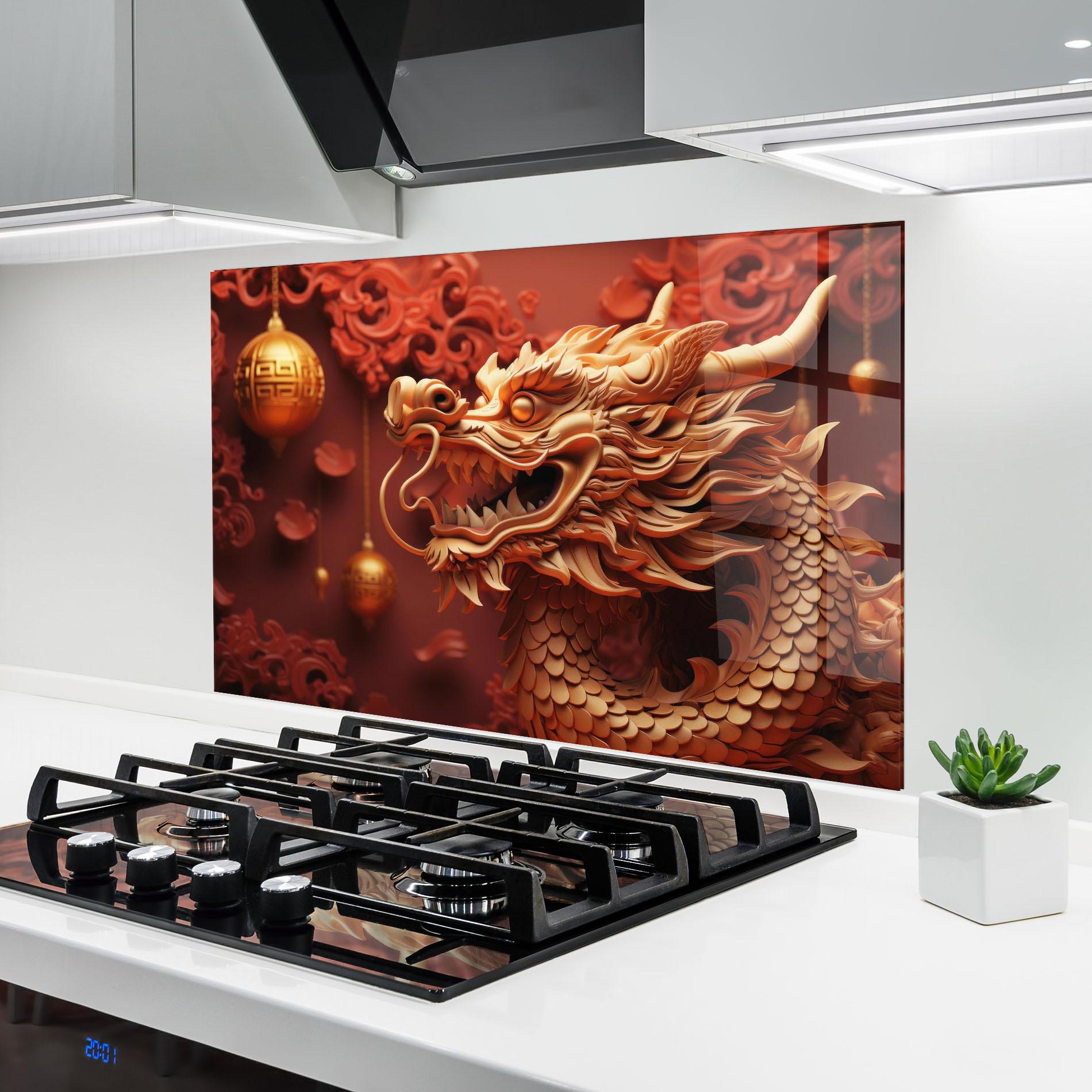 Konyhai üveg hátfal Red Chinese mockup 6