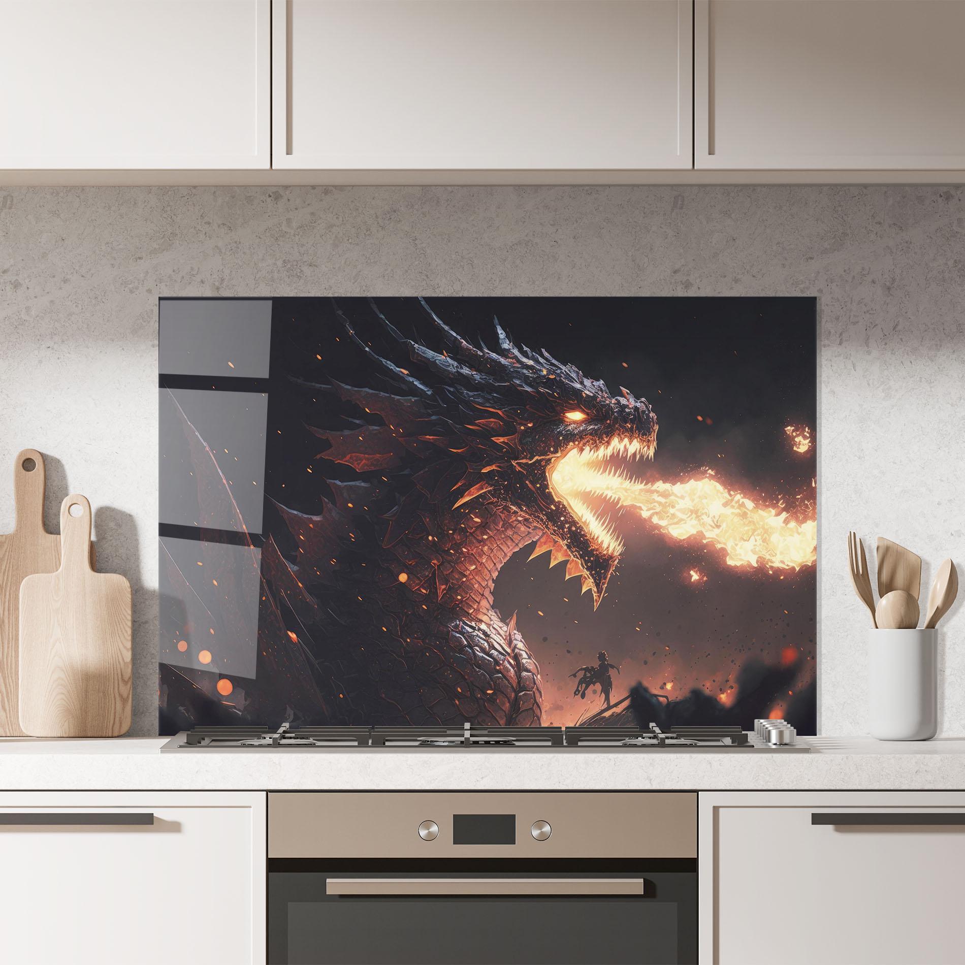 Konyhai üveg hátfal Fire Explosion Dragon mockup 7