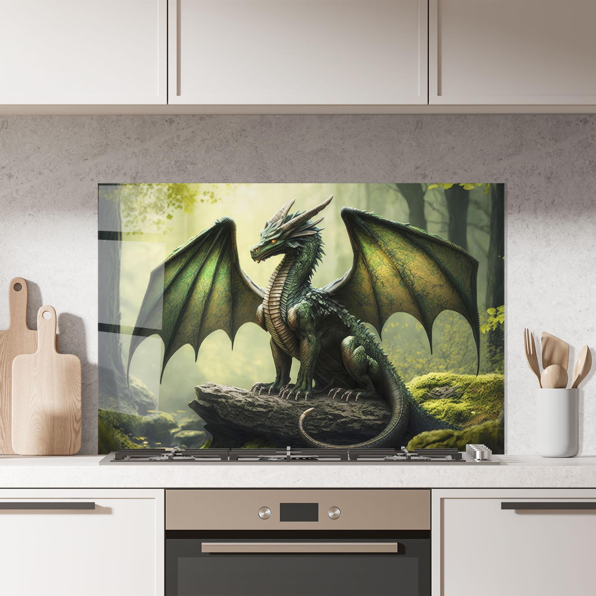 Konyhai üveg hátfal Green Dragon mockup 7