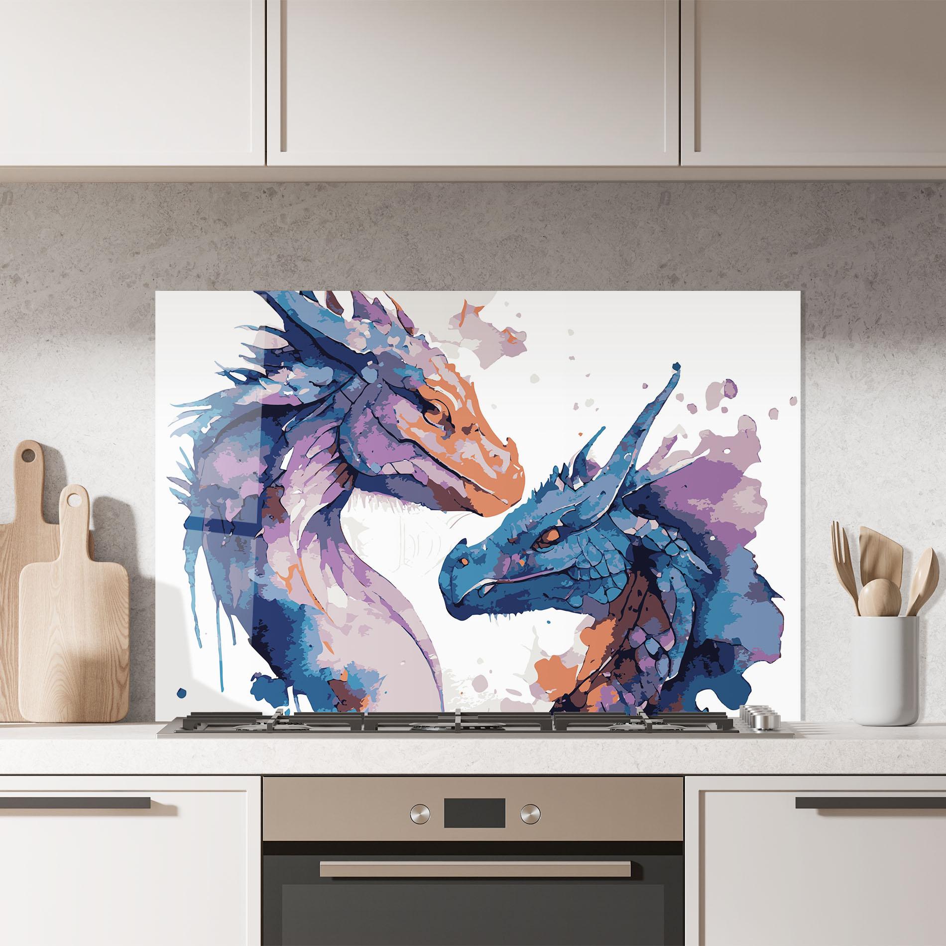 Konyhai üveg hátfal Purple Cute Dragon mockup 7