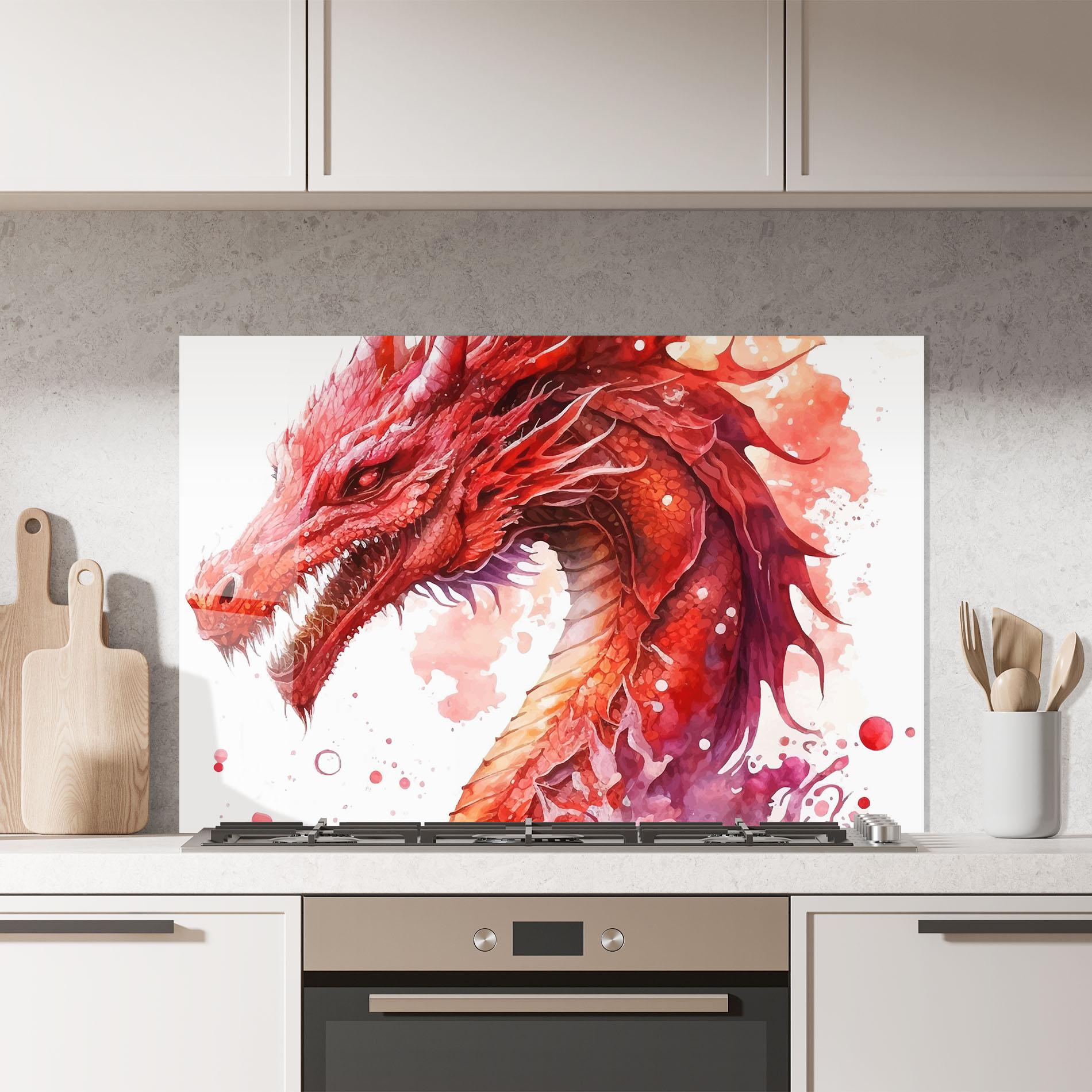 Konyhai üveg hátfal Red Dragon Art mockup 7