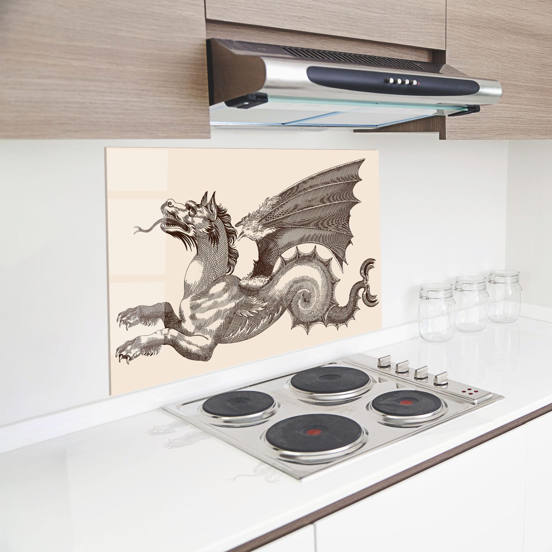 Konyhai üveg hátfal Brown Dragon mockup 8