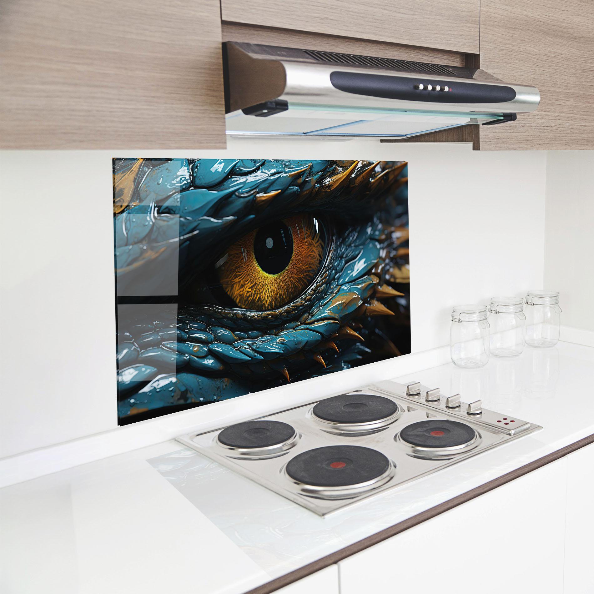 Konyhai üveg hátfal Dragon Eye Close Up mockup 8