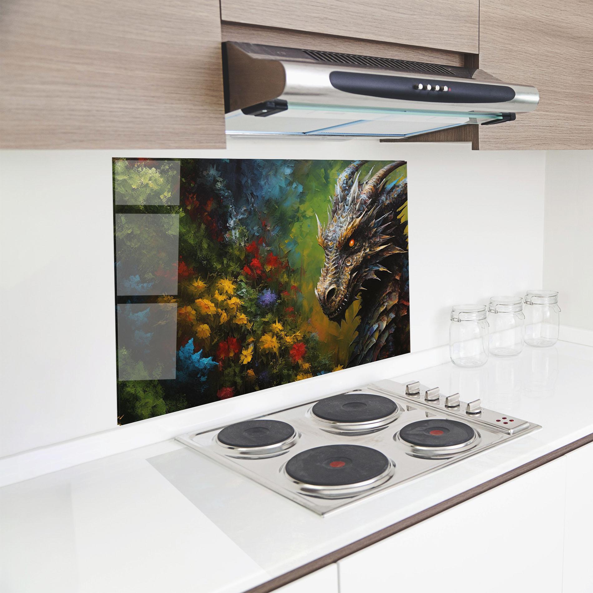 Konyhai üveg hátfal Dragon In Nature mockup 8