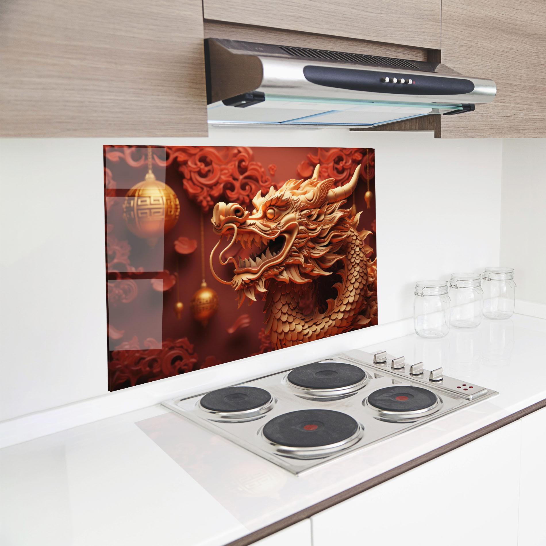 Konyhai üveg hátfal Red Chinese mockup 8
