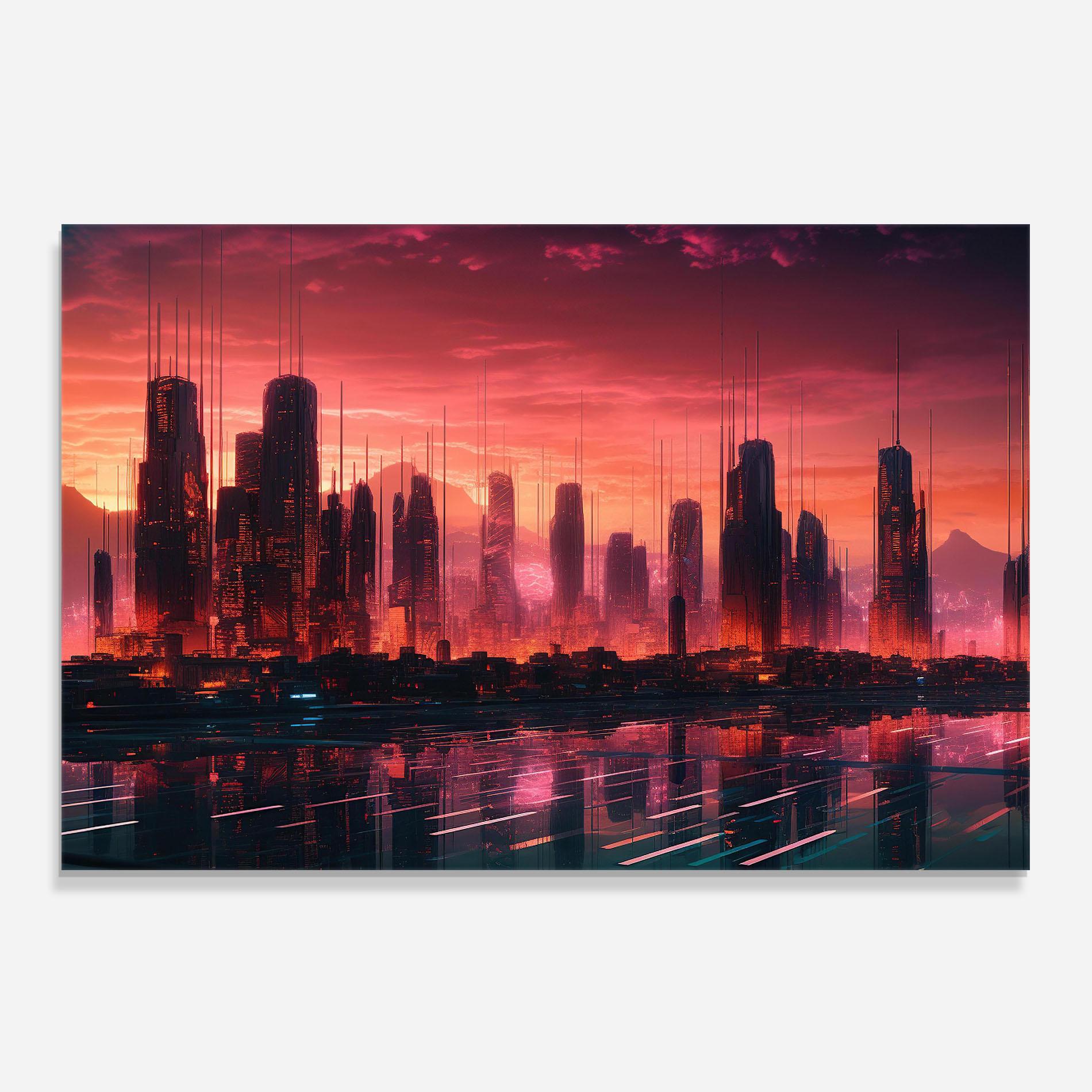 Konyhai üveg hátfal Cityscape Tower mockup 0