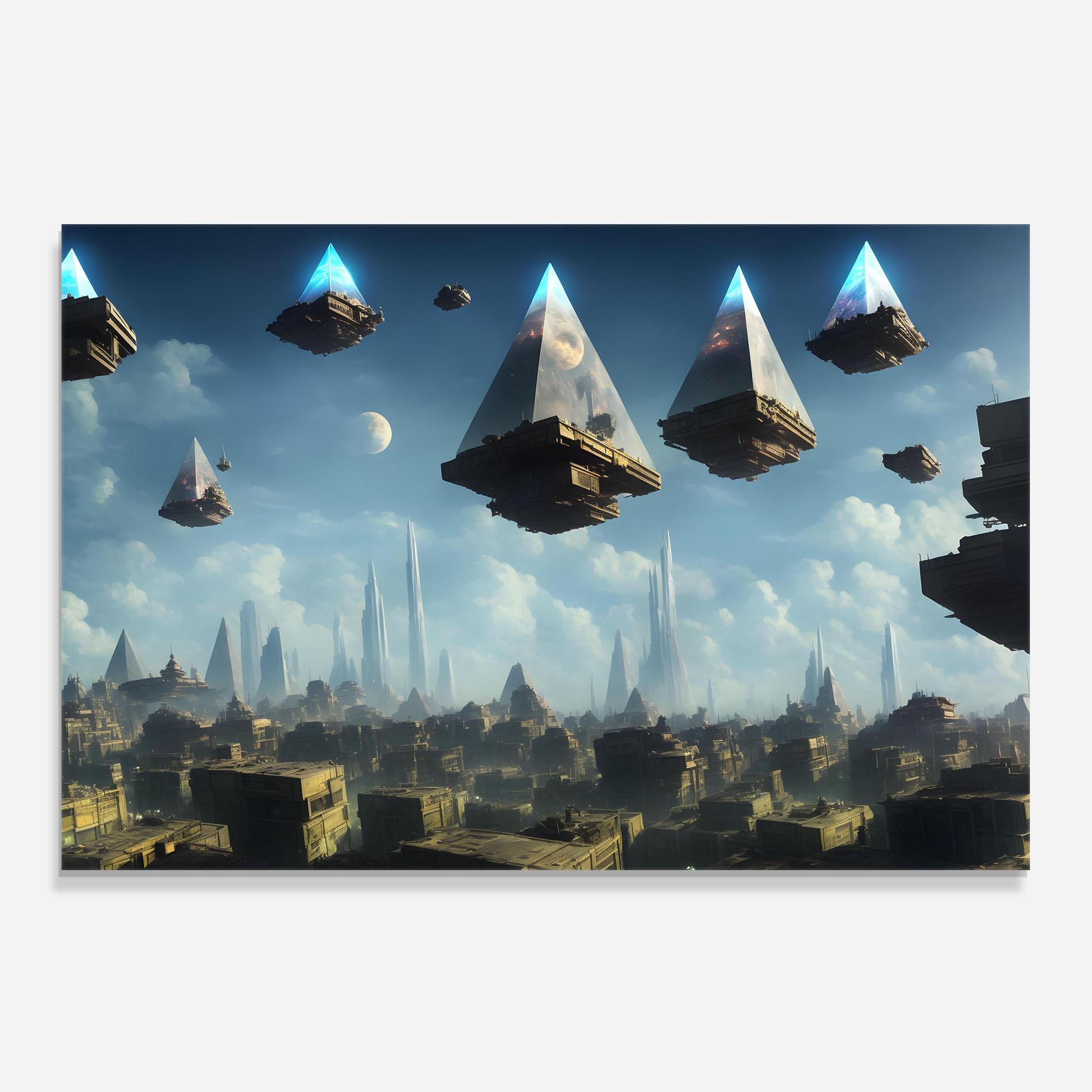 Konyhai üveg hátfal Flying Piramids mockup 0