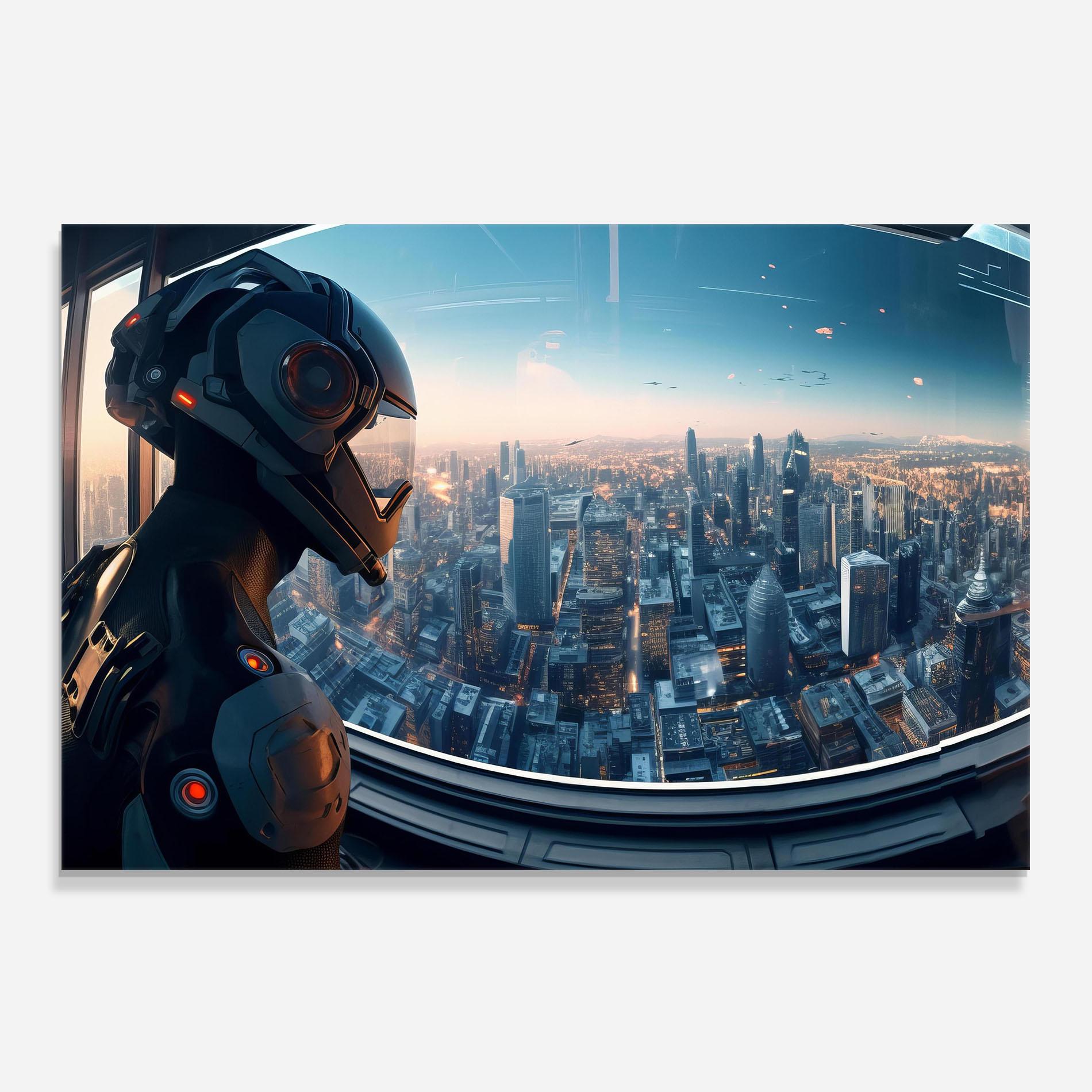 Konyhai üveg hátfal Futuristic Robot mockup 0