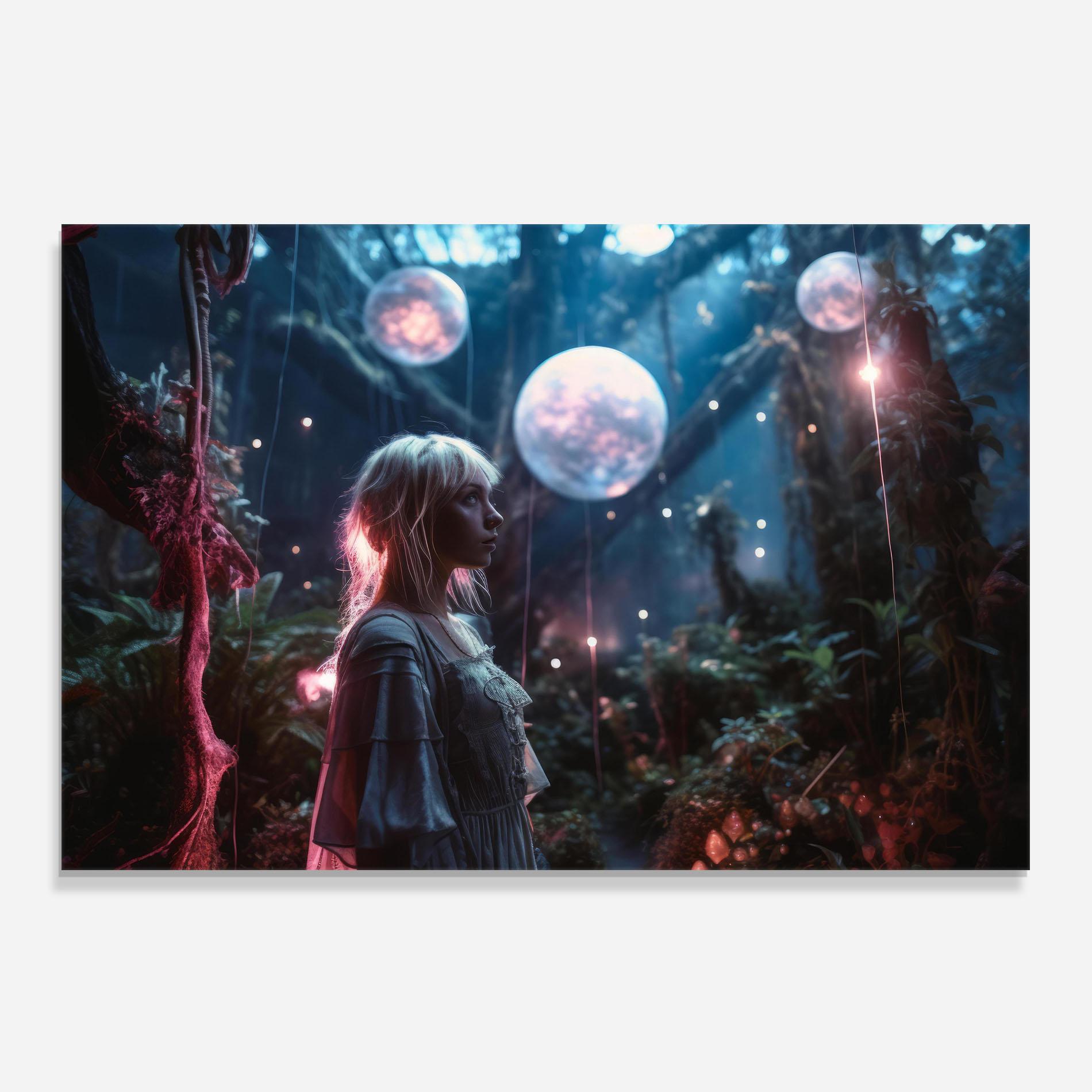 Konyhai üveg hátfal Glowing Balls Floating mockup 0