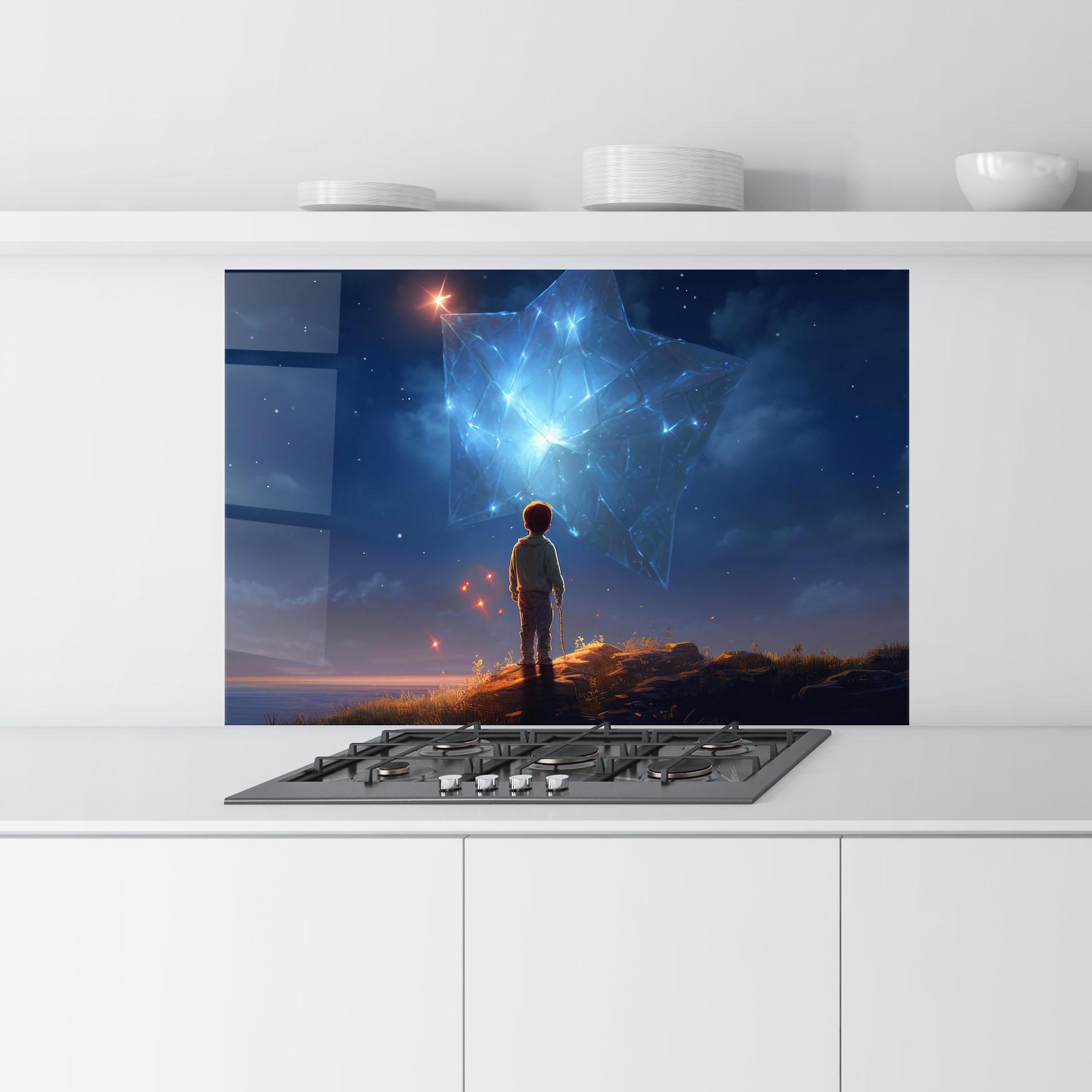 Konyhai üveg hátfal Blue Star Floating mockup 9