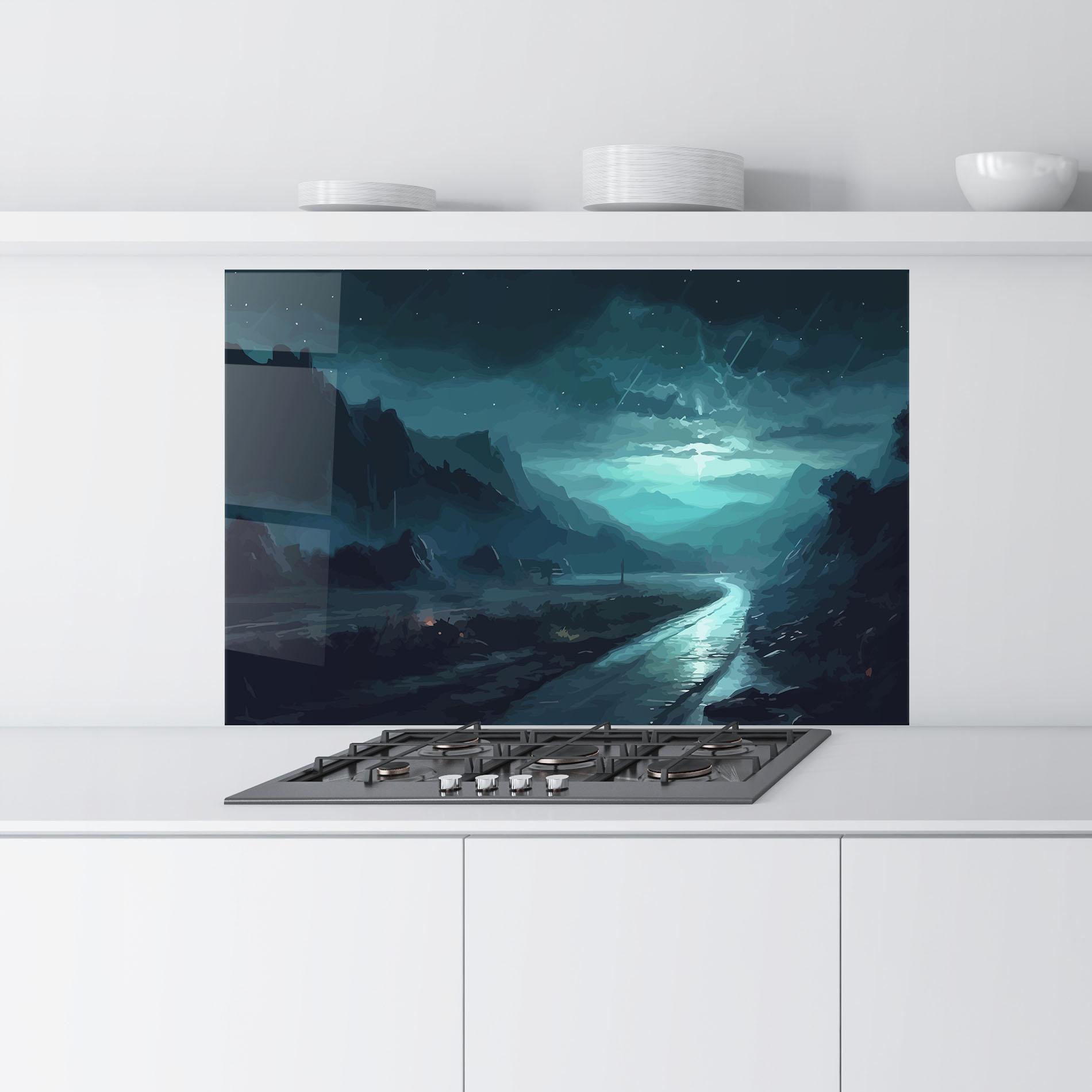 Konyhai üveg hátfal Blue Universe mockup 9