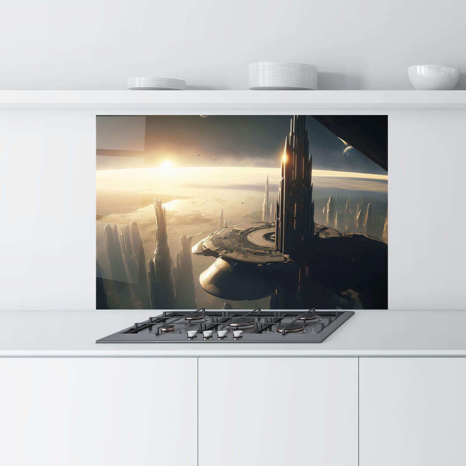 Fantasy Futuristic Cityscape mockup 9