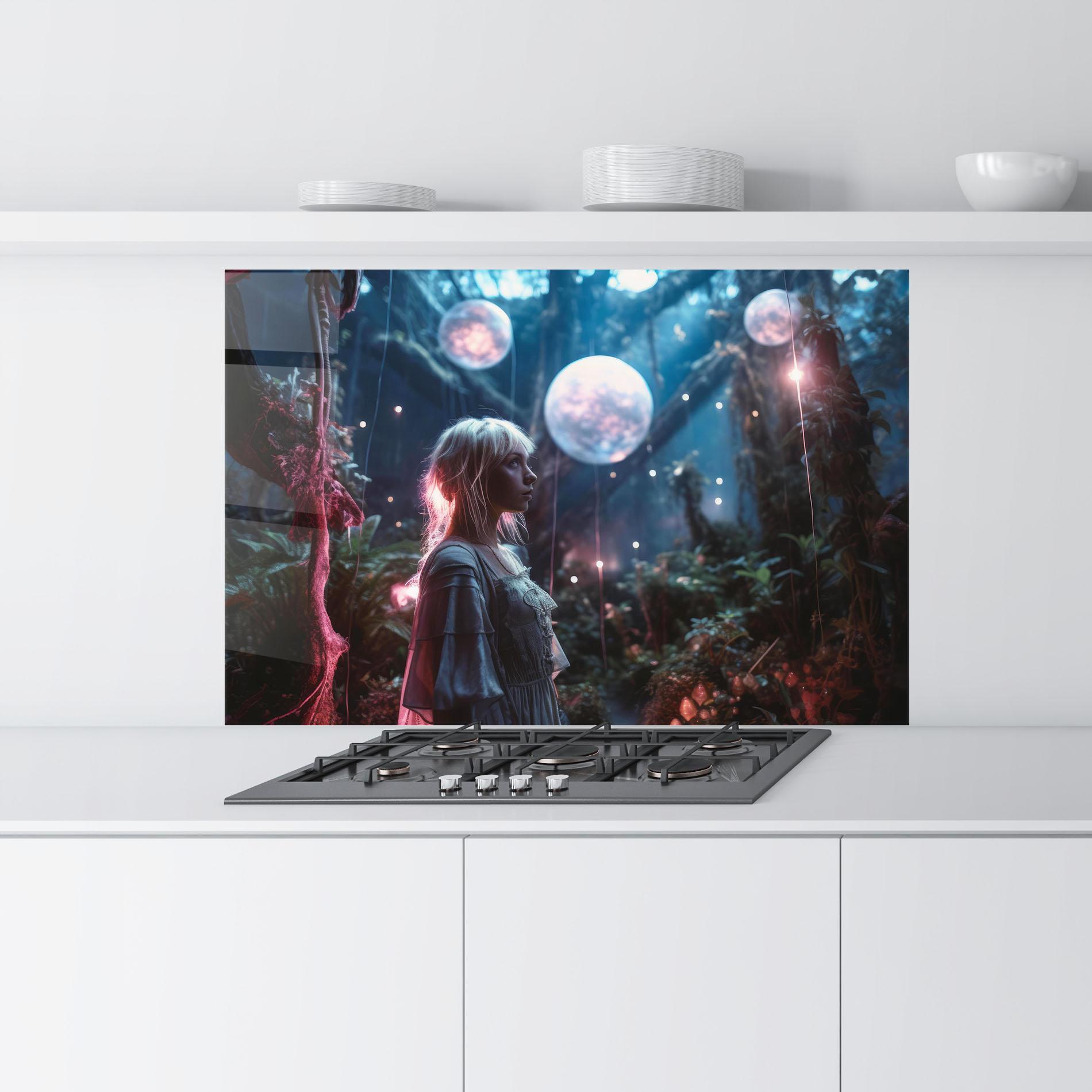 Konyhai üveg hátfal Glowing Balls Floating mockup 9