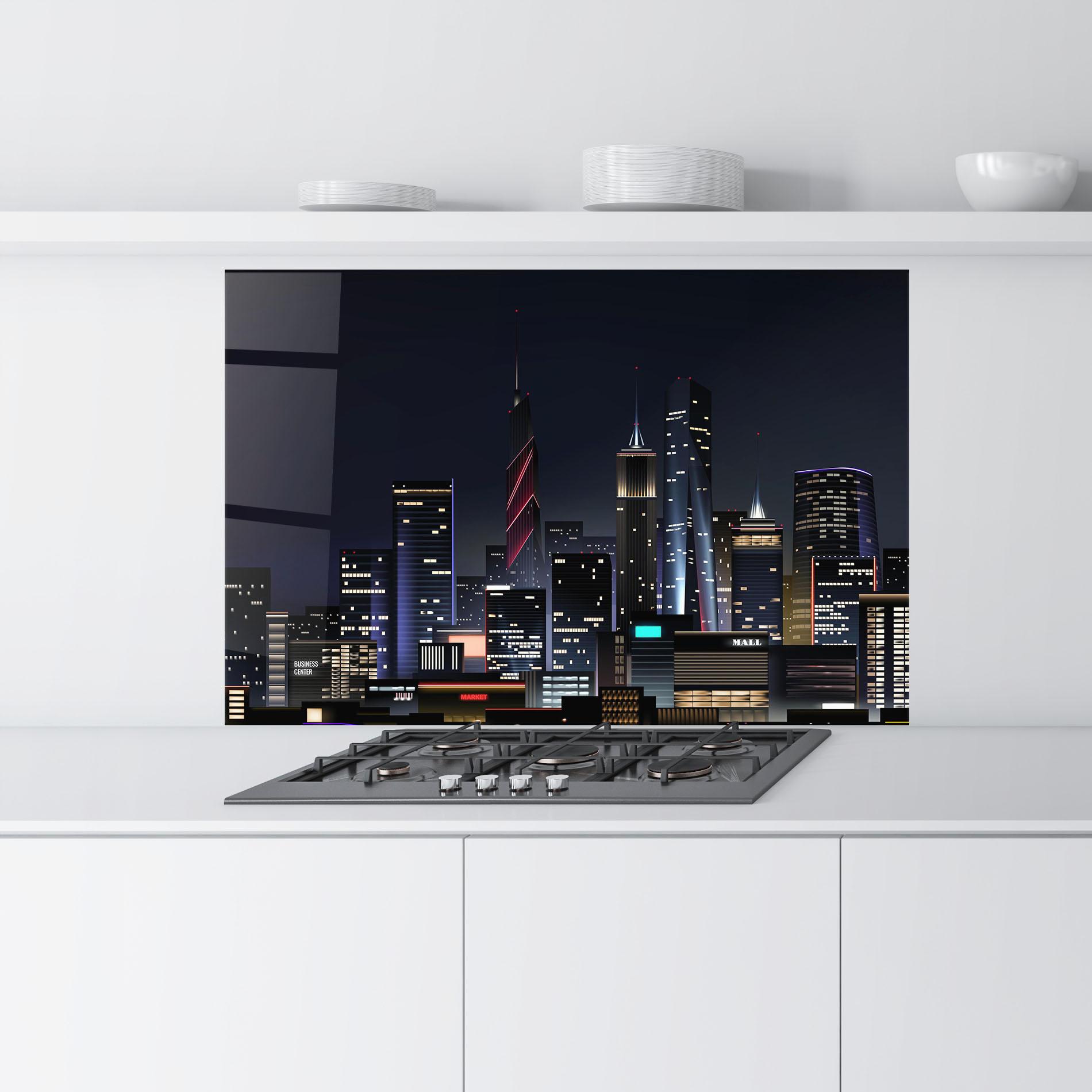 Konyhai üveg hátfal Night City mockup 9
