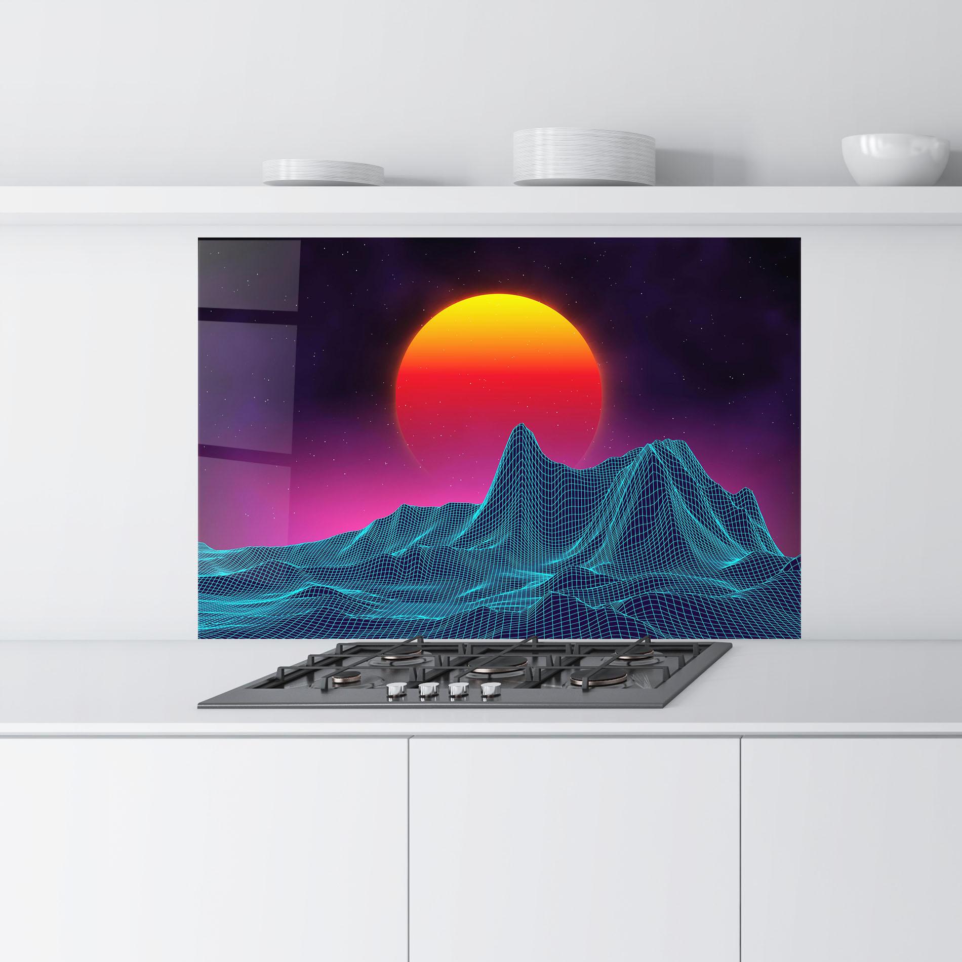 Konyhai üveg hátfal Yellow Orange Planet mockup 9