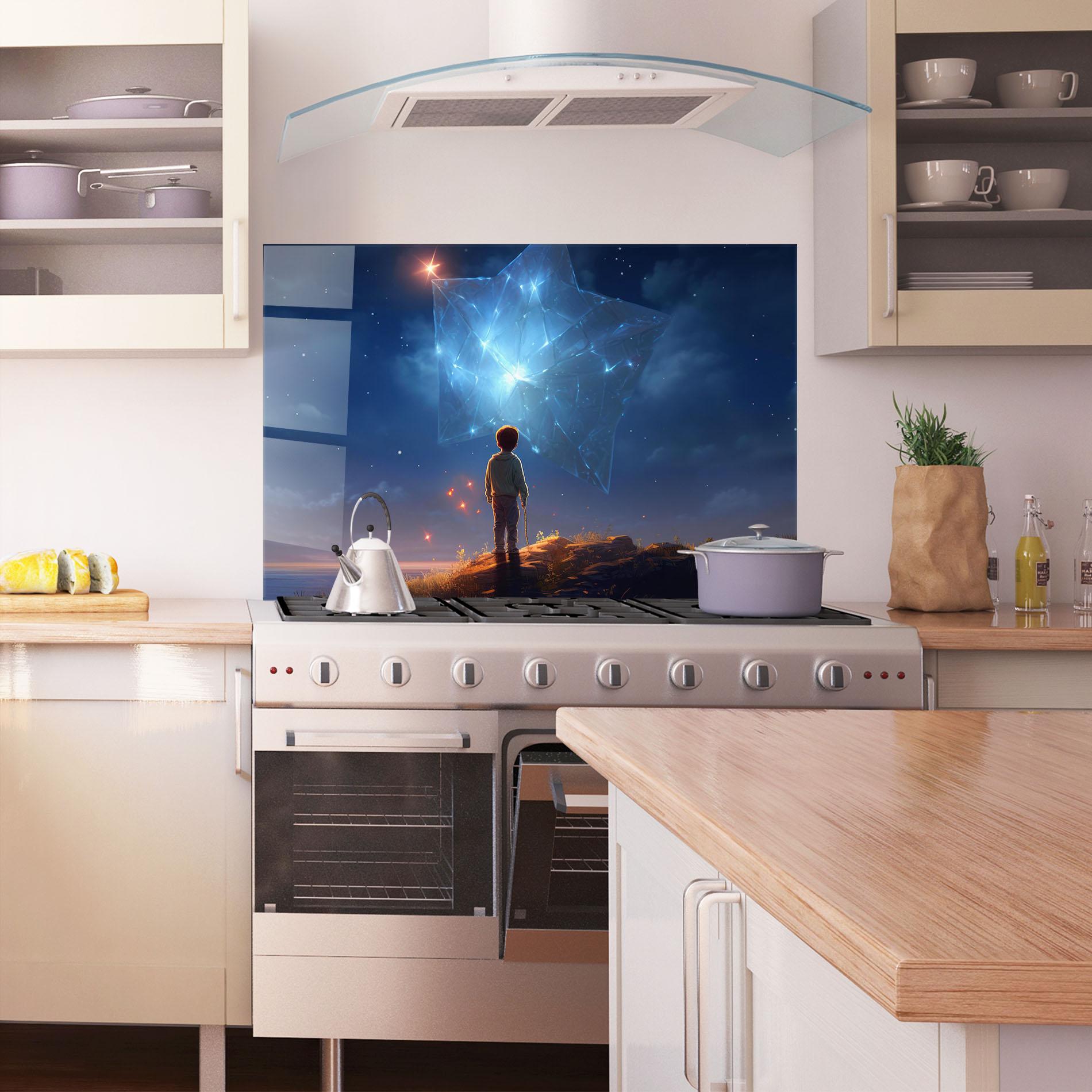 Konyhai üveg hátfal Blue Star Floating mockup 1