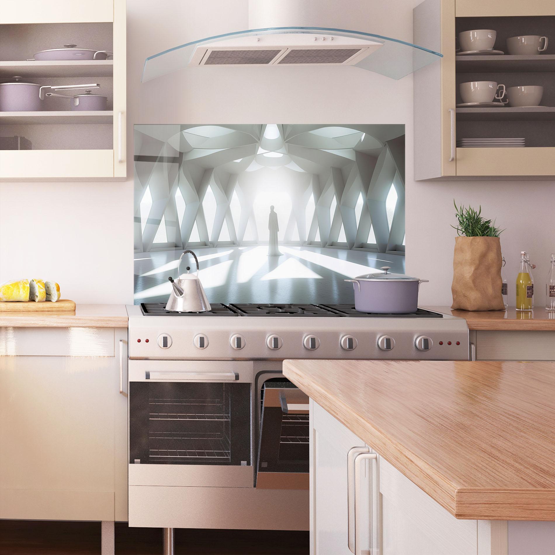 Konyhai üveg hátfal Bright Room Statue mockup 1