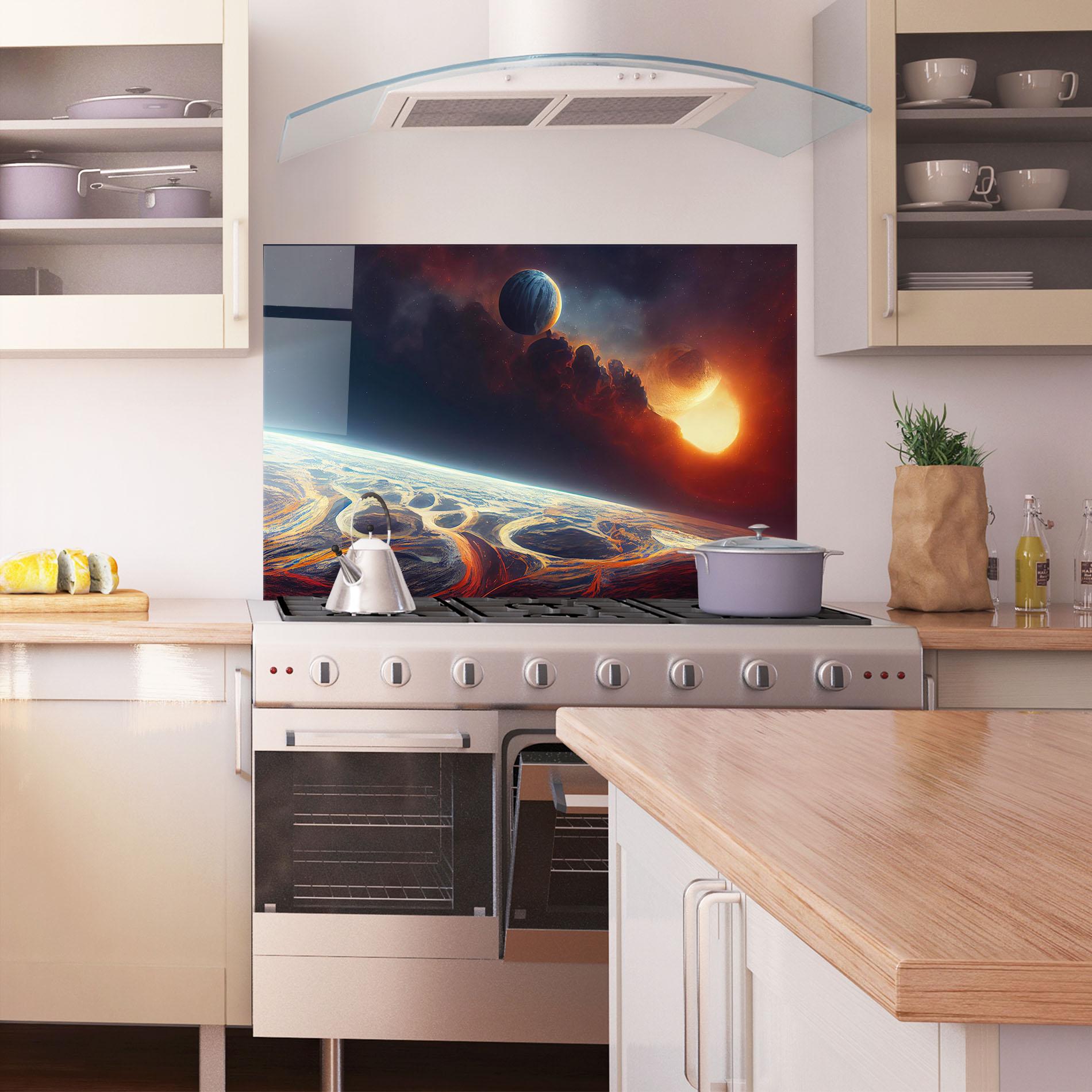 Konyhai üveg hátfal Cosmic Craze mockup 1