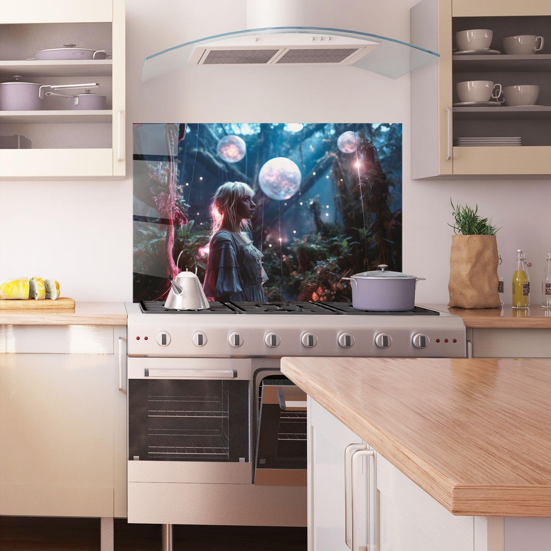 Konyhai üveg hátfal Glowing Balls Floating mockup 1