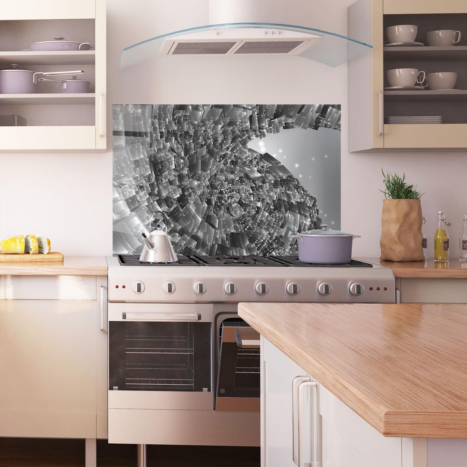 Konyhai üveg hátfal Grey Shape View mockup 1