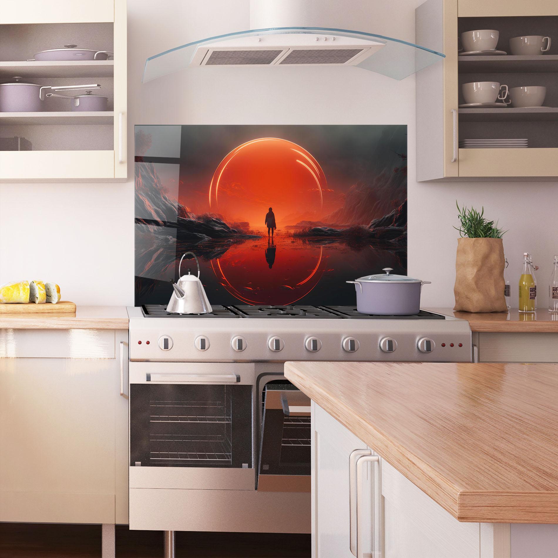 Konyhai üveg hátfal Man Orange Orb mockup 1