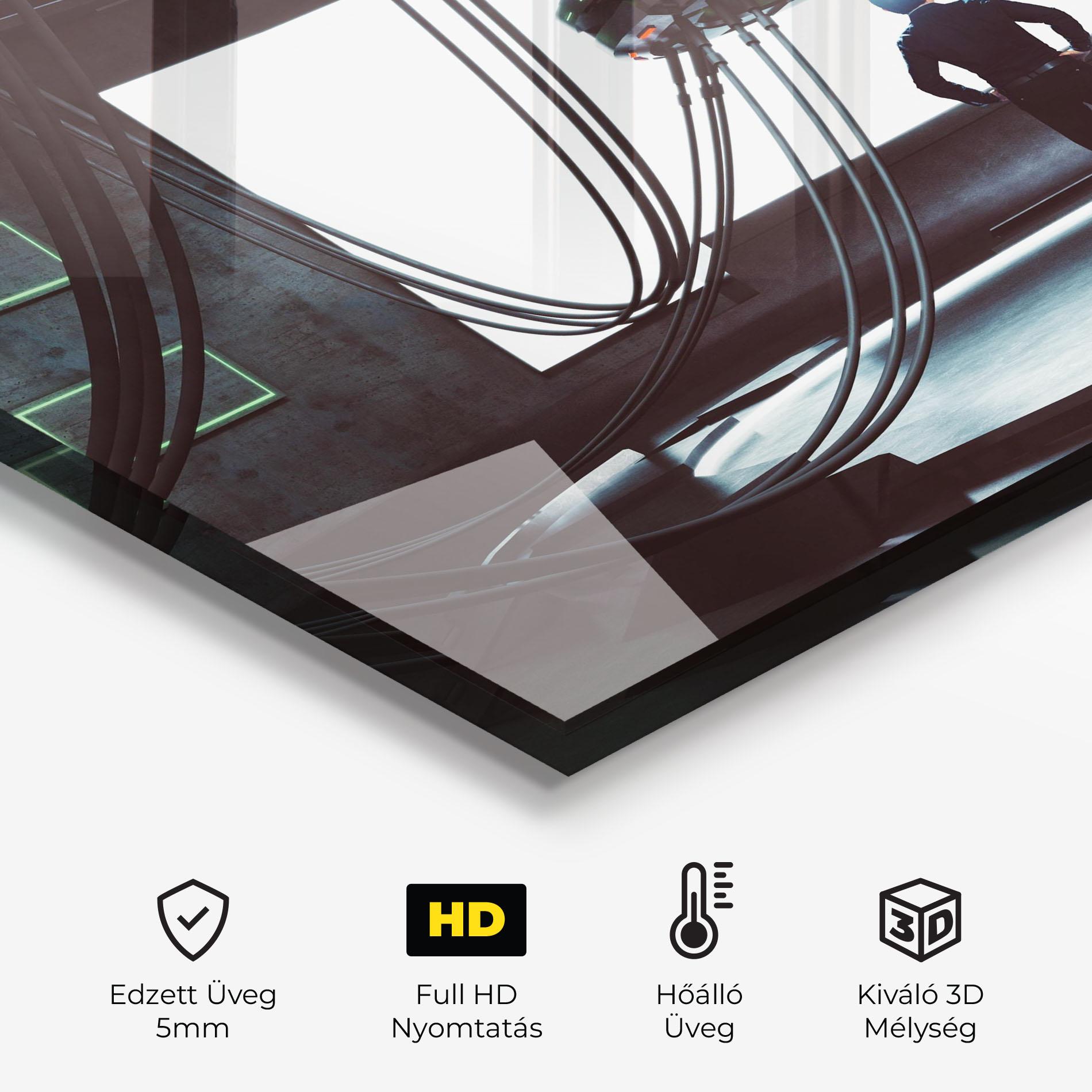 Konyhai üveg hátfal Cyber Chronicle mockup 2