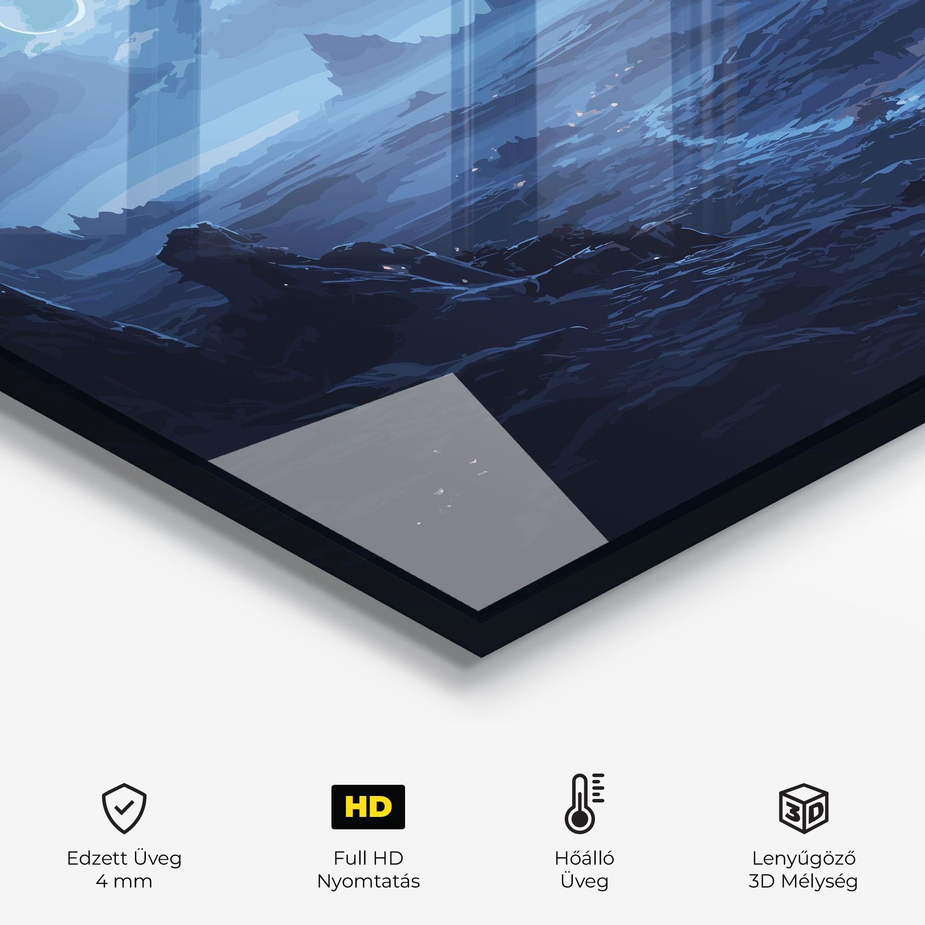 Konyhai üveg hátfal Blue Art World mockup 2