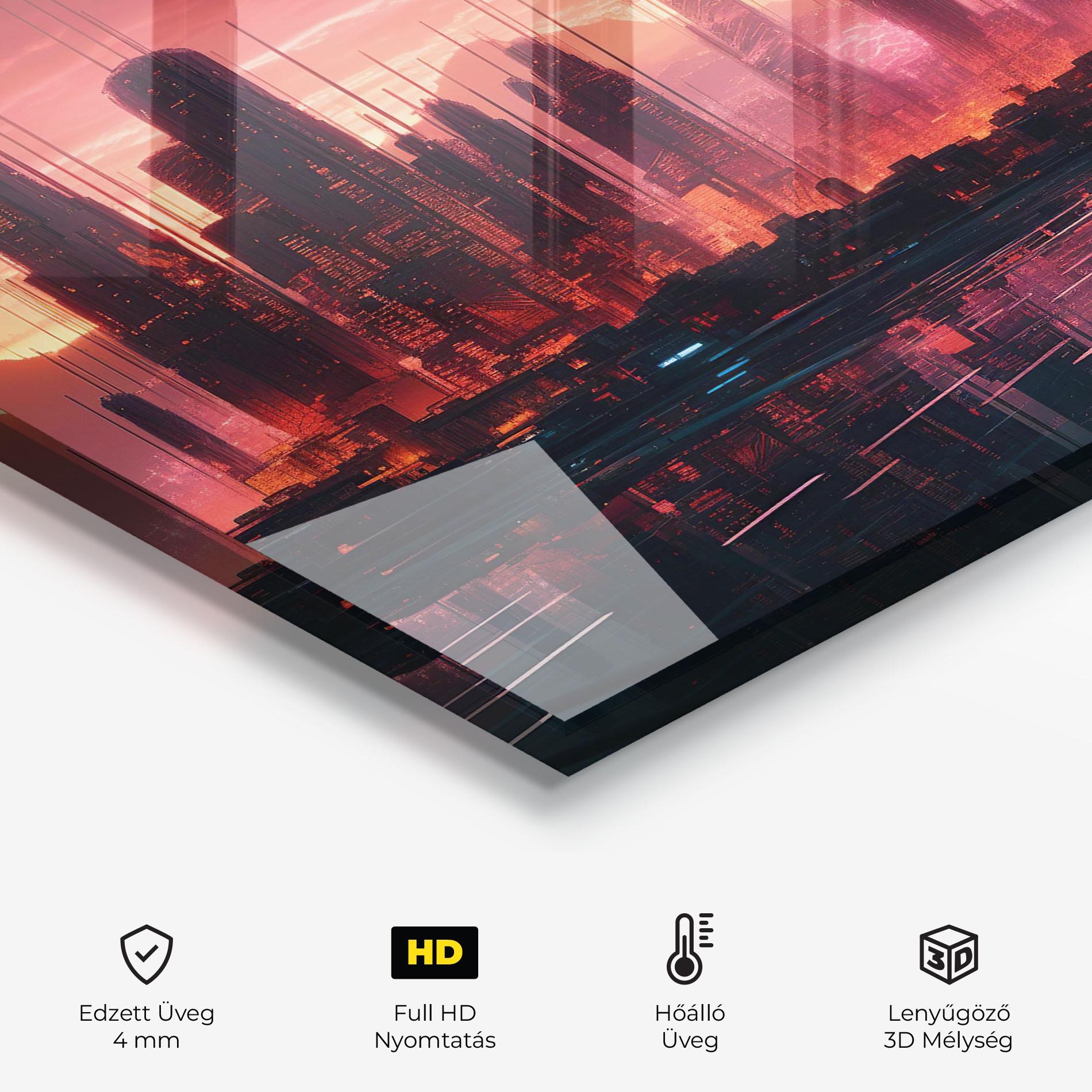 Konyhai üveg hátfal Cityscape Tower mockup 2