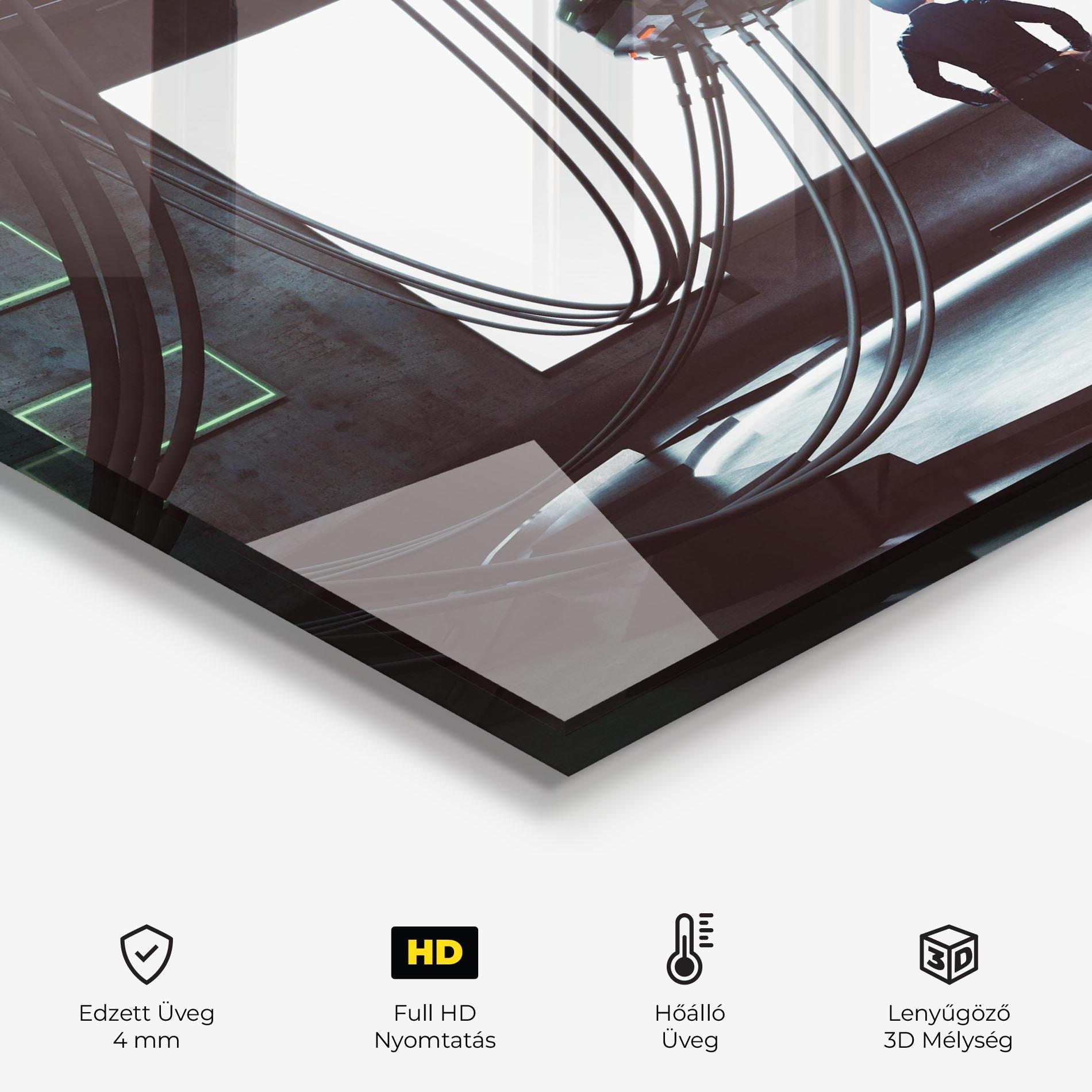 Konyhai üveg hátfal Cyber Chronicle mockup 2