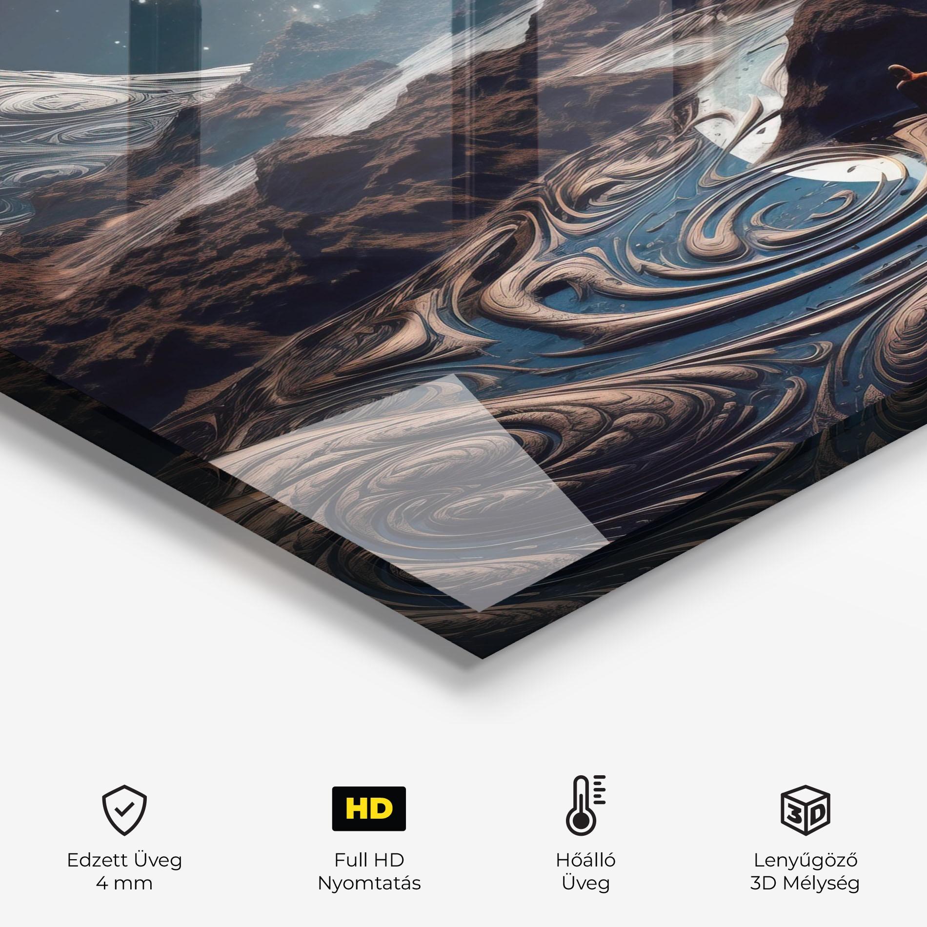 Konyhai üveg hátfal Desert Big Moon mockup 2