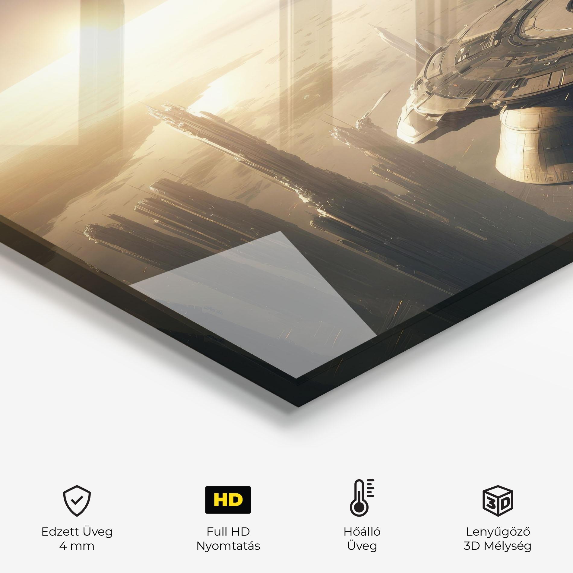 Konyhai üveg hátfal Fantasy Futuristic Cityscape mockup 2