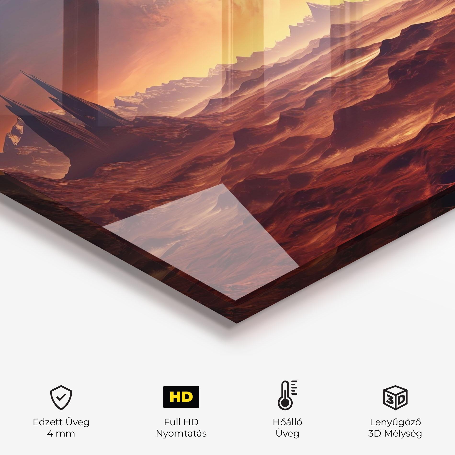 Konyhai üveg hátfal Fiery Orange Sunset mockup 2