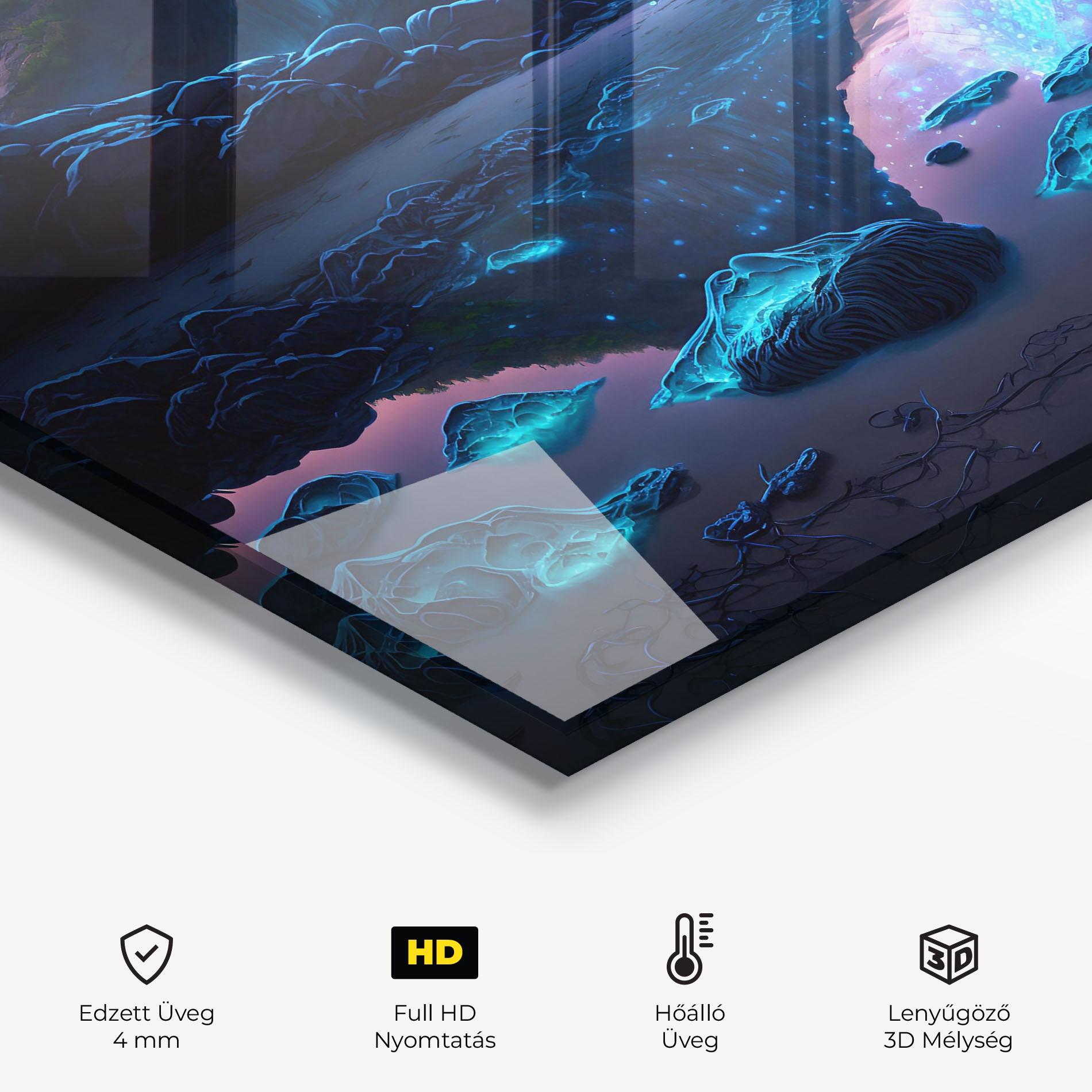 Konyhai üveg hátfal Glowing Fantasy World mockup 2