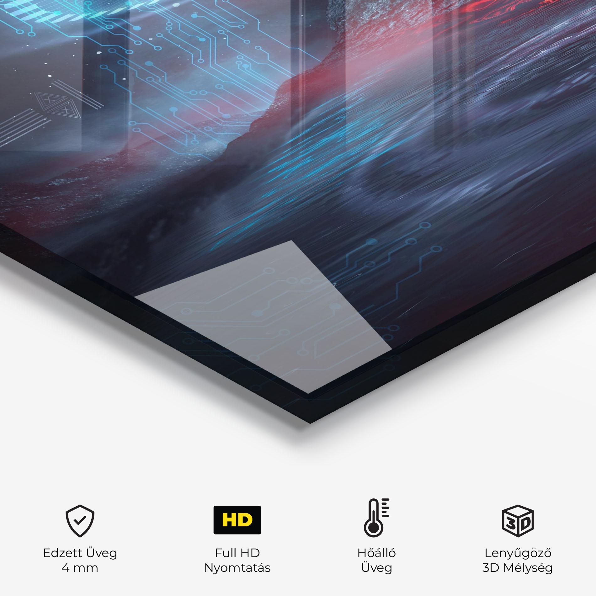 Konyhai üveg hátfal Neon Space Galaxy mockup 2