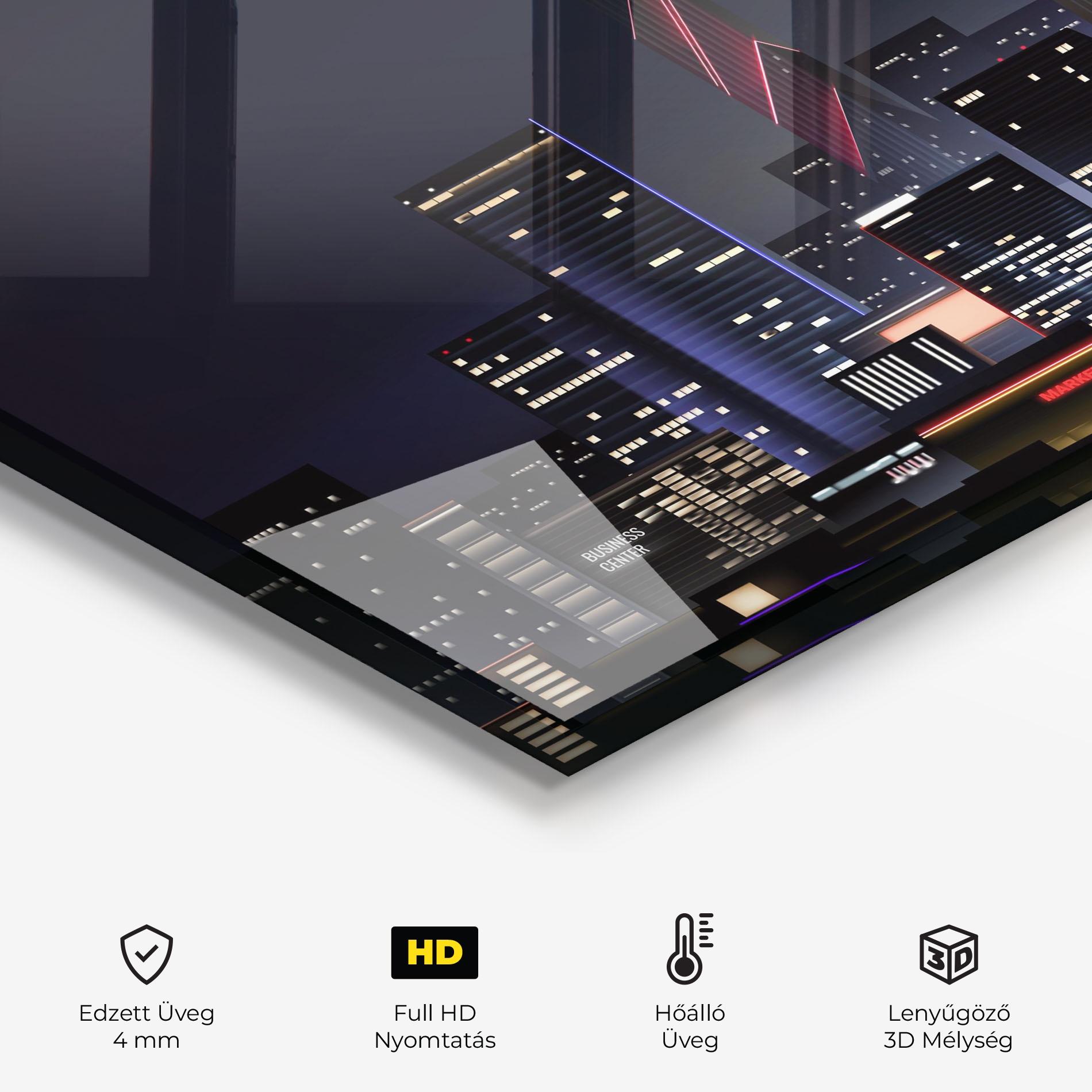 Konyhai üveg hátfal Night City mockup 2